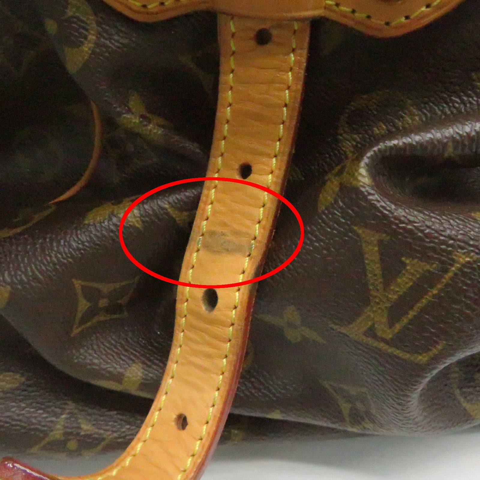 LOUIS VUITTON Monogram Tivoli GM Gold Buckle Handle Bag Brown