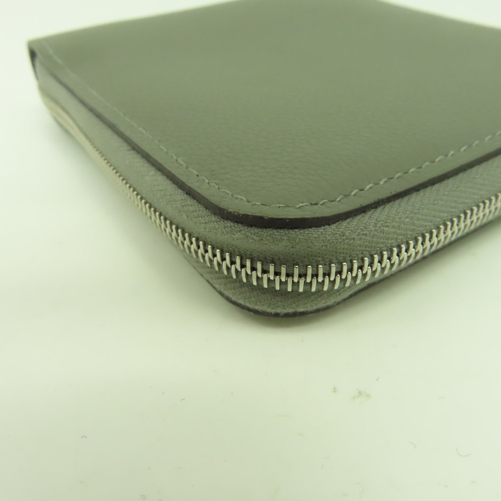 HERMES Evercolor皮革Wallet銀扣錢包鼠尾草色
