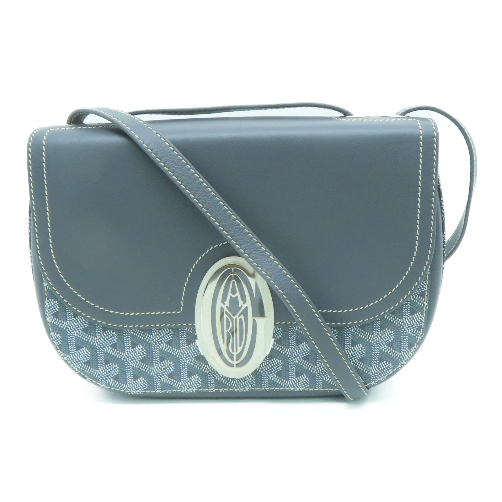 GOYARD 塗層帆布SAC 233 PM銀扣肩背袋灰色