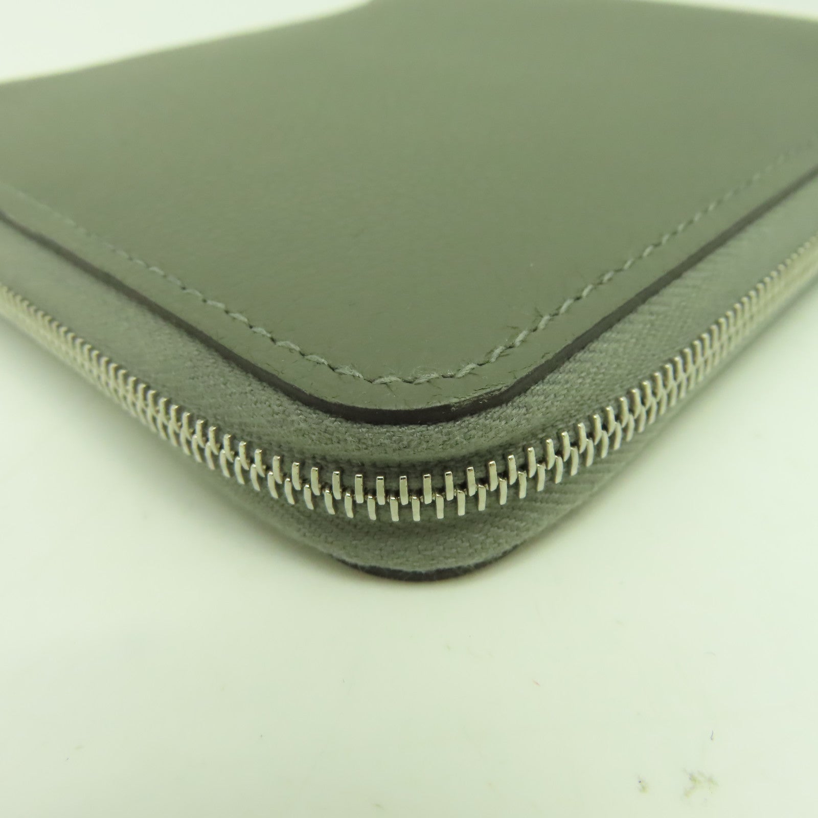 HERMES Evercolor皮革Wallet銀扣錢包鼠尾草色