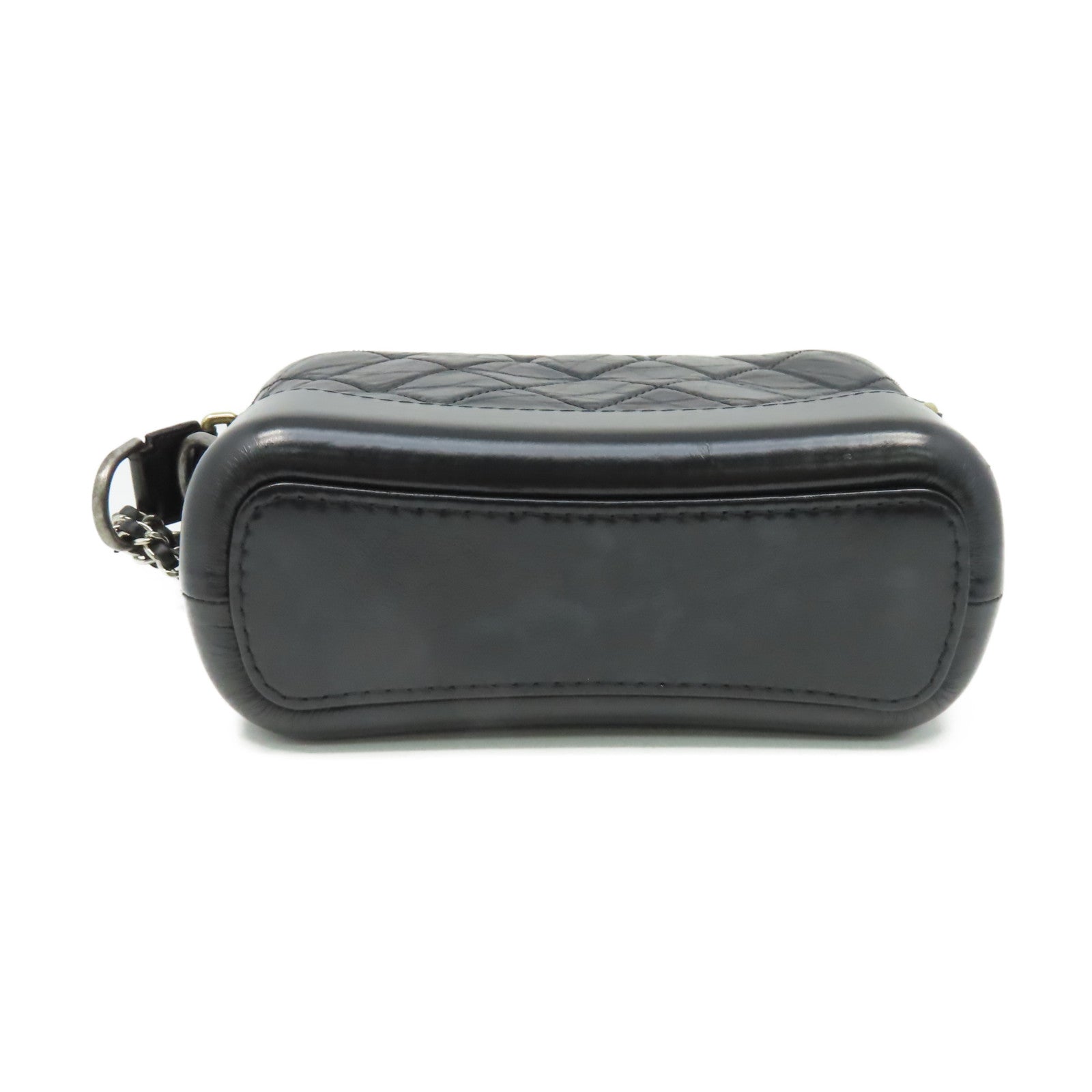 CHANEL 菱格牛皮皮革Gabrielle Hobo Small Chain Shoulder Bag金扣鏈帶肩背袋黑色