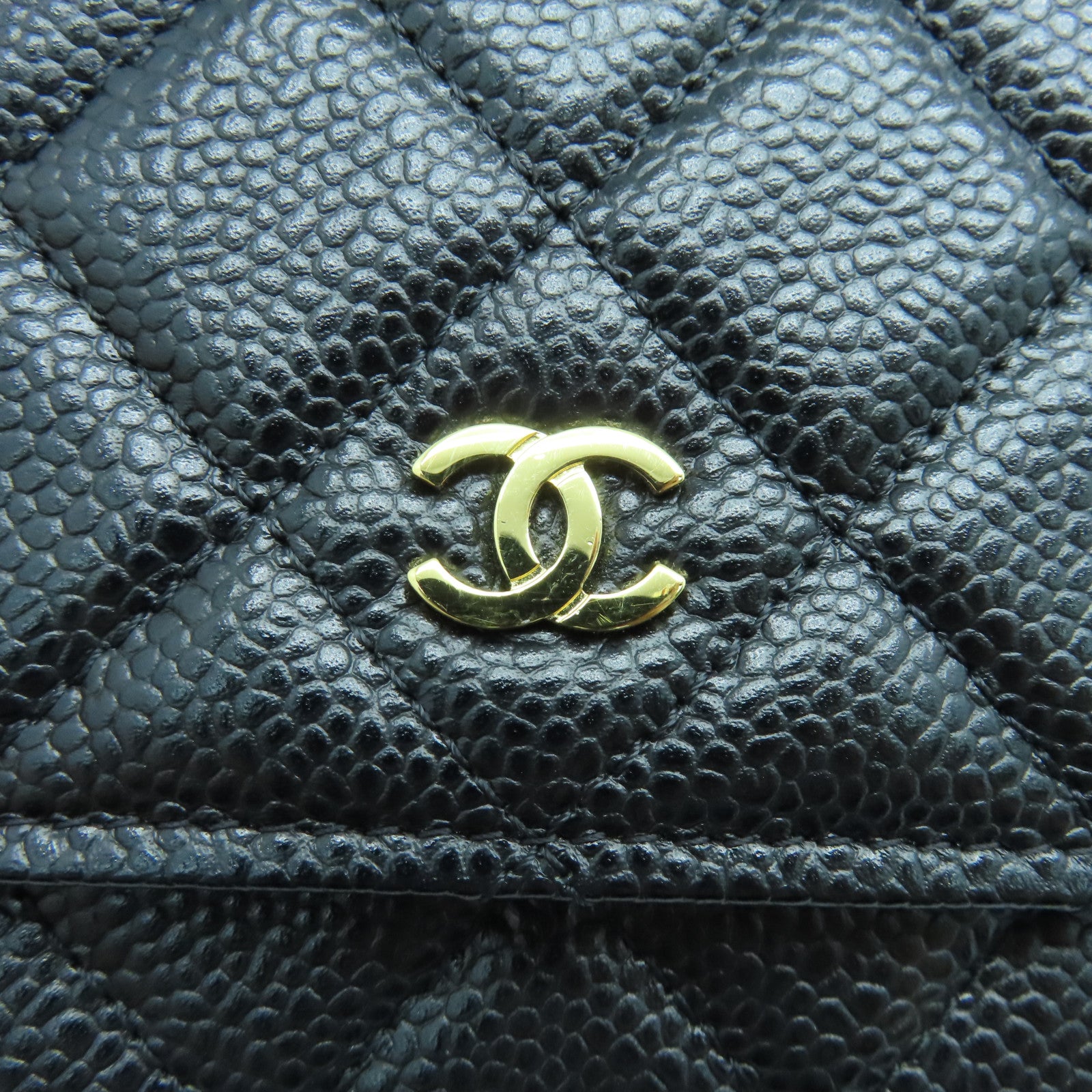 CHANEL 菱格Caviar皮革WOC金扣肩背袋黑色