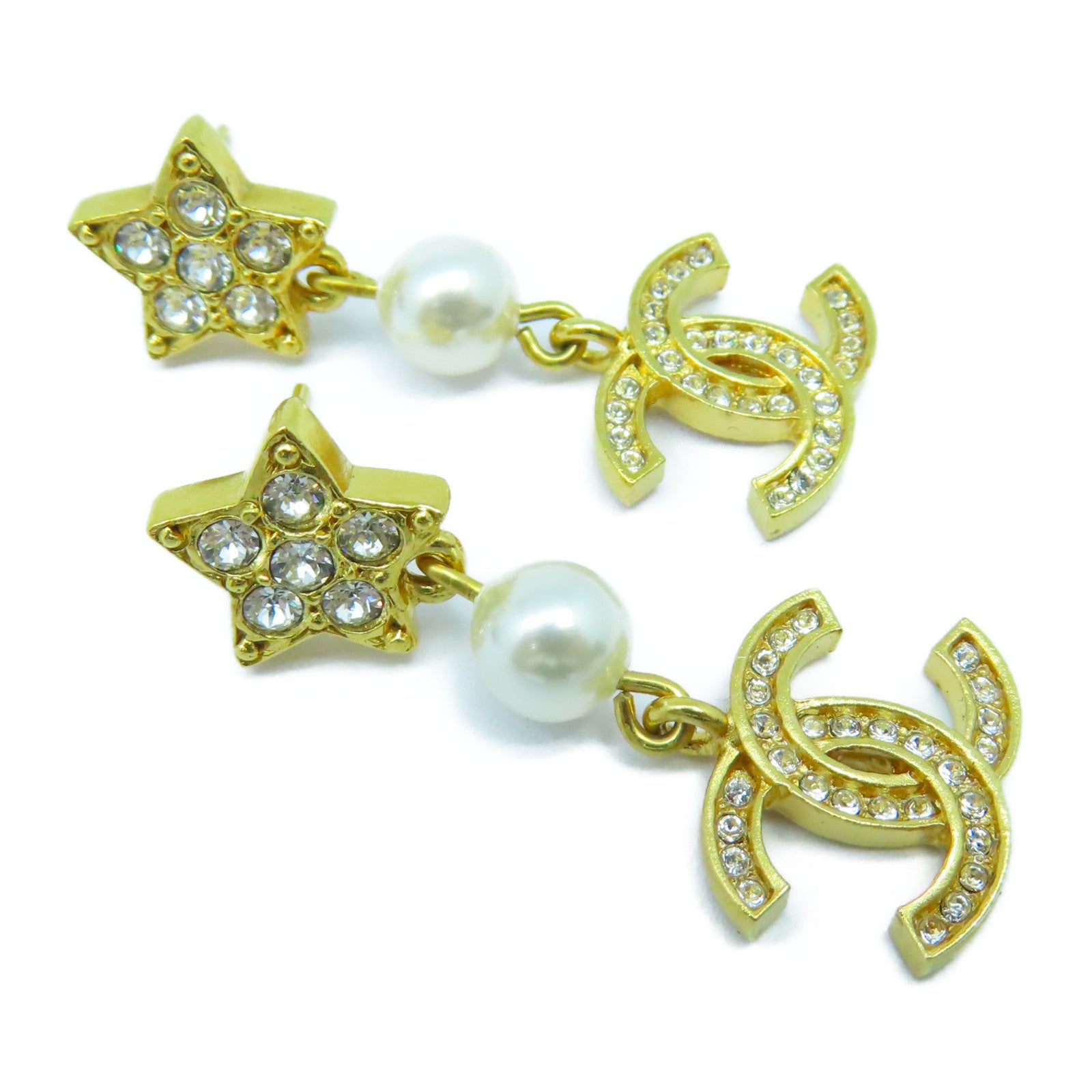 CHANEL 金屬/水晶Earrings耳環金色