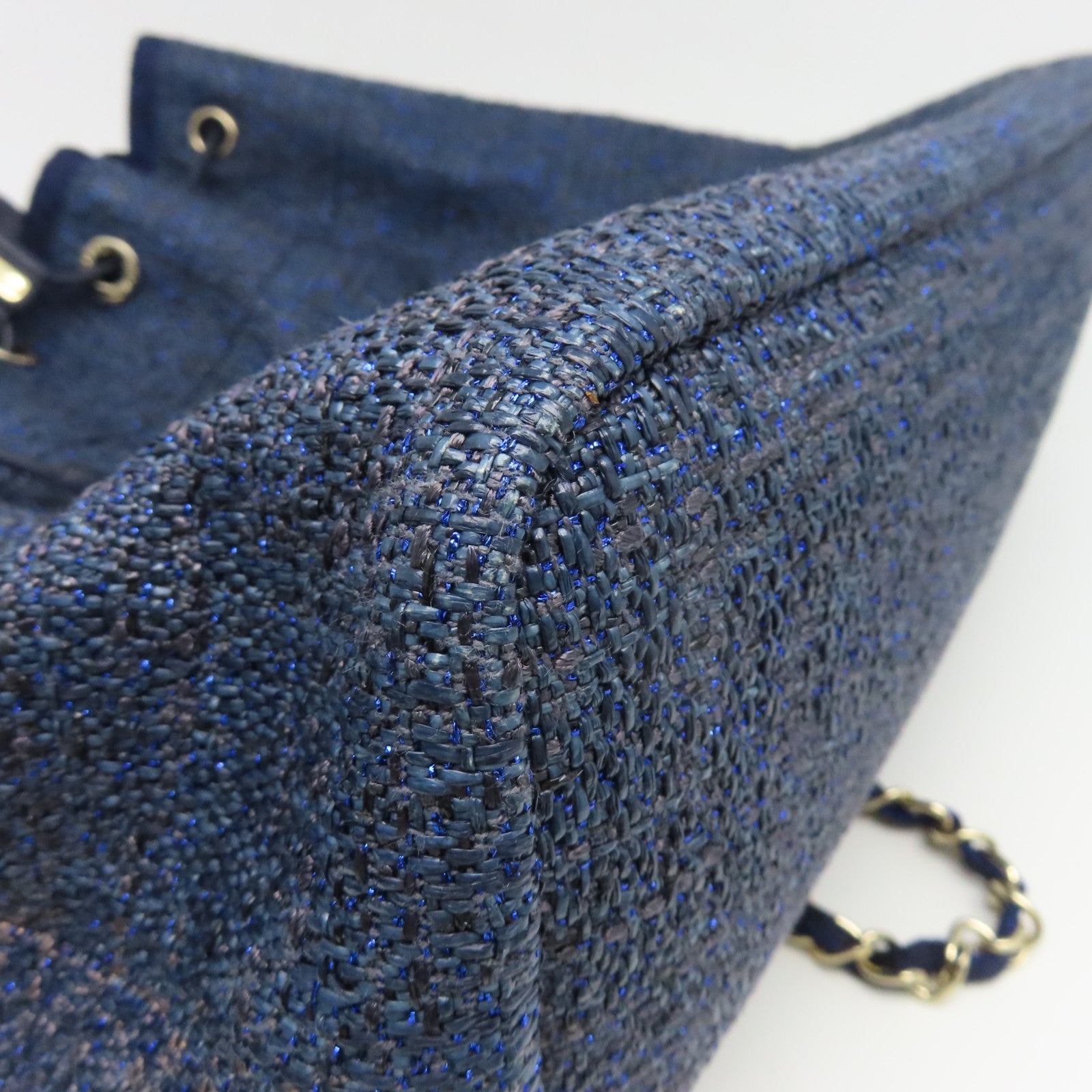 CHANEL 帆布Rucksack銀扣背包藍色