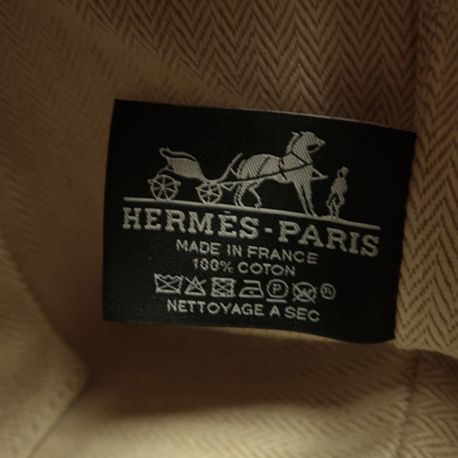 HERMES 帆布Bride-A Brac銀扣手挽袋粉紅色