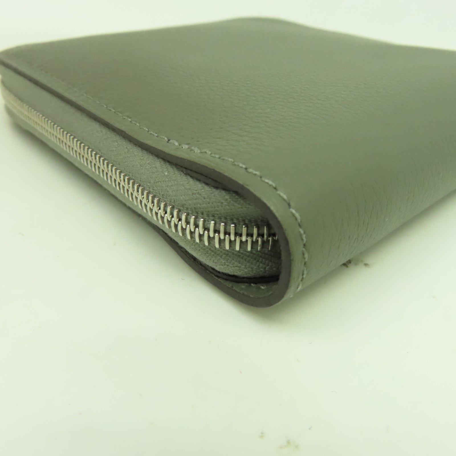 HERMES Evercolor皮革Wallet銀扣錢包鼠尾草色