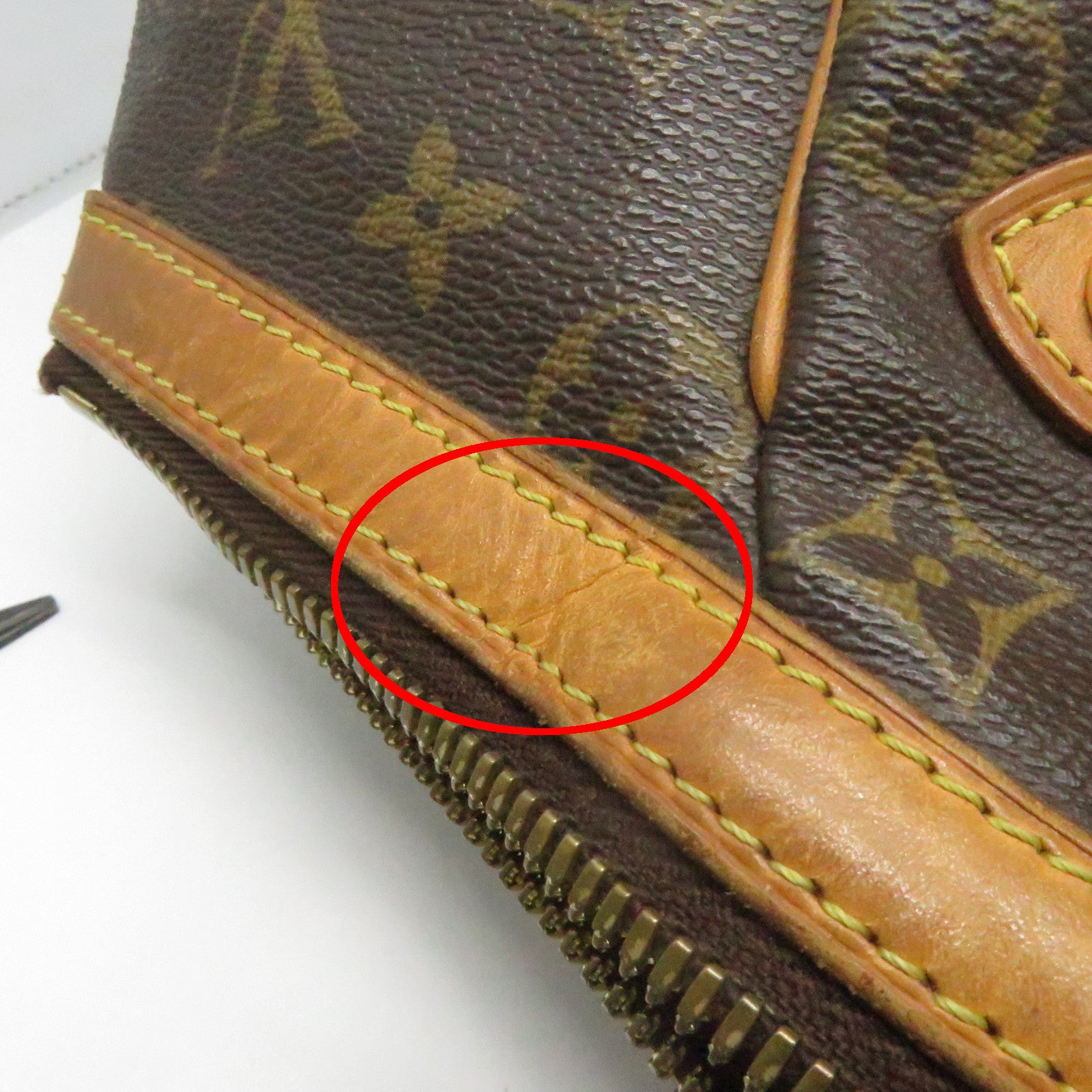 LOUIS VUITTON Monogram Tivoli GM Gold Buckle Handle Bag Brown