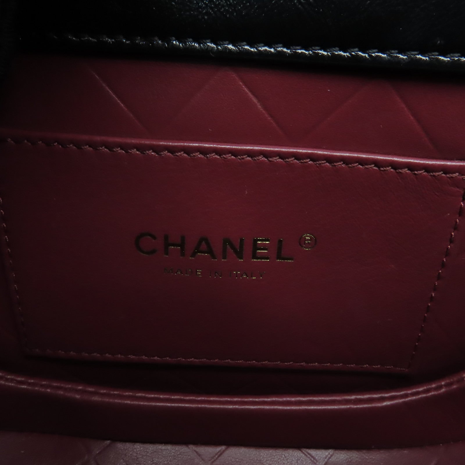 CHANEL 菱格牛皮皮革Chain Shoulder Bag金扣鏈帶肩背袋黒色