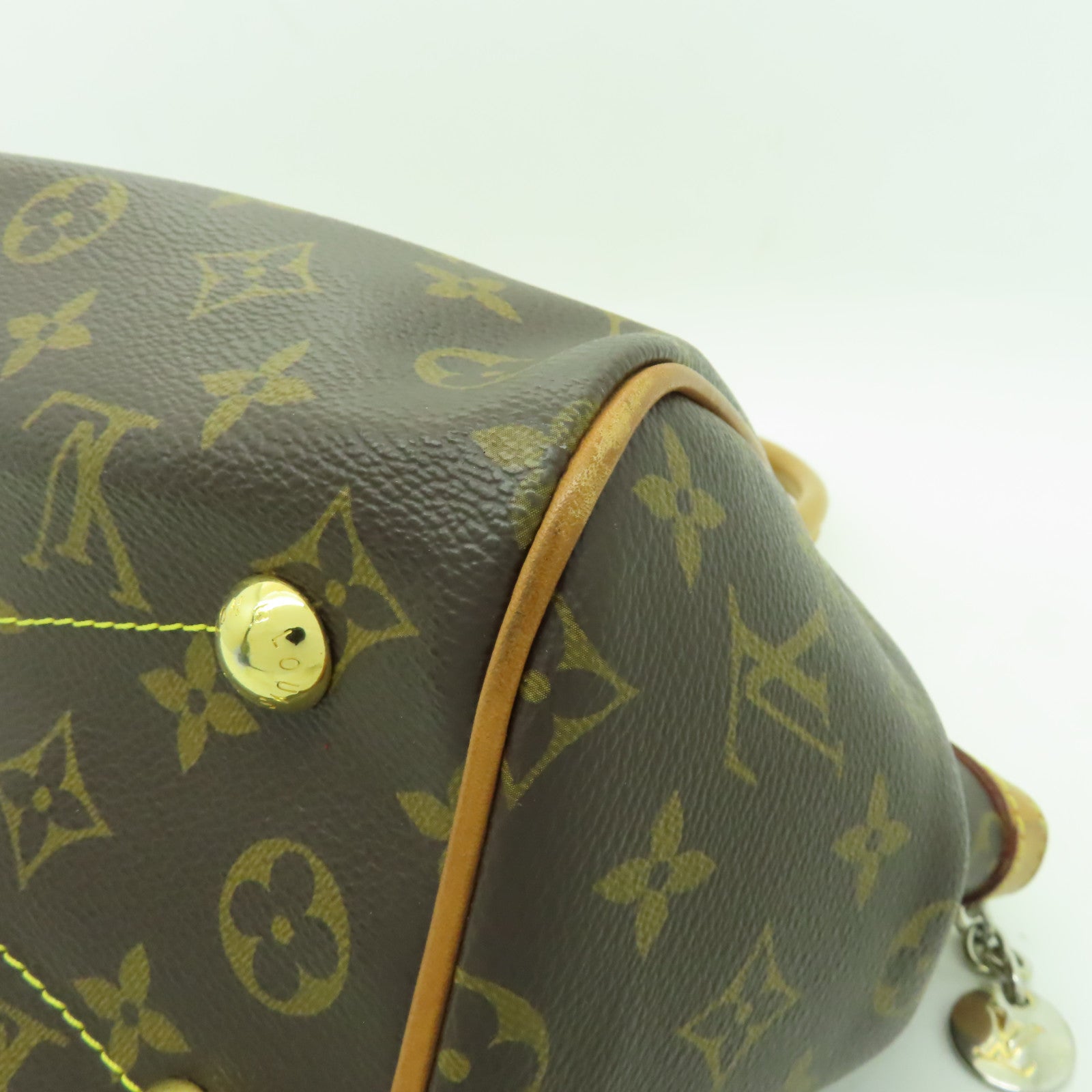 LOUIS VUITTON Monogram Tivoli PM金扣手挽袋棕色