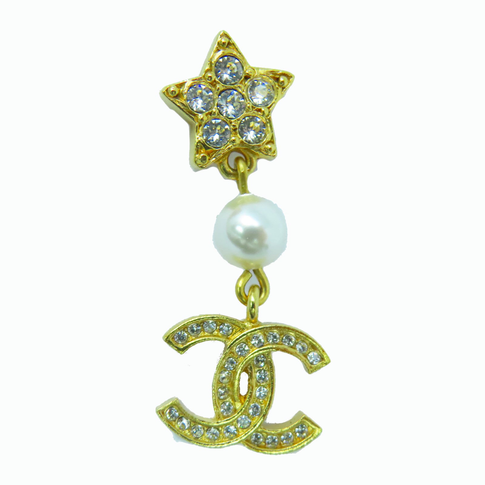 CHANEL 金屬/水晶Earrings耳環金色