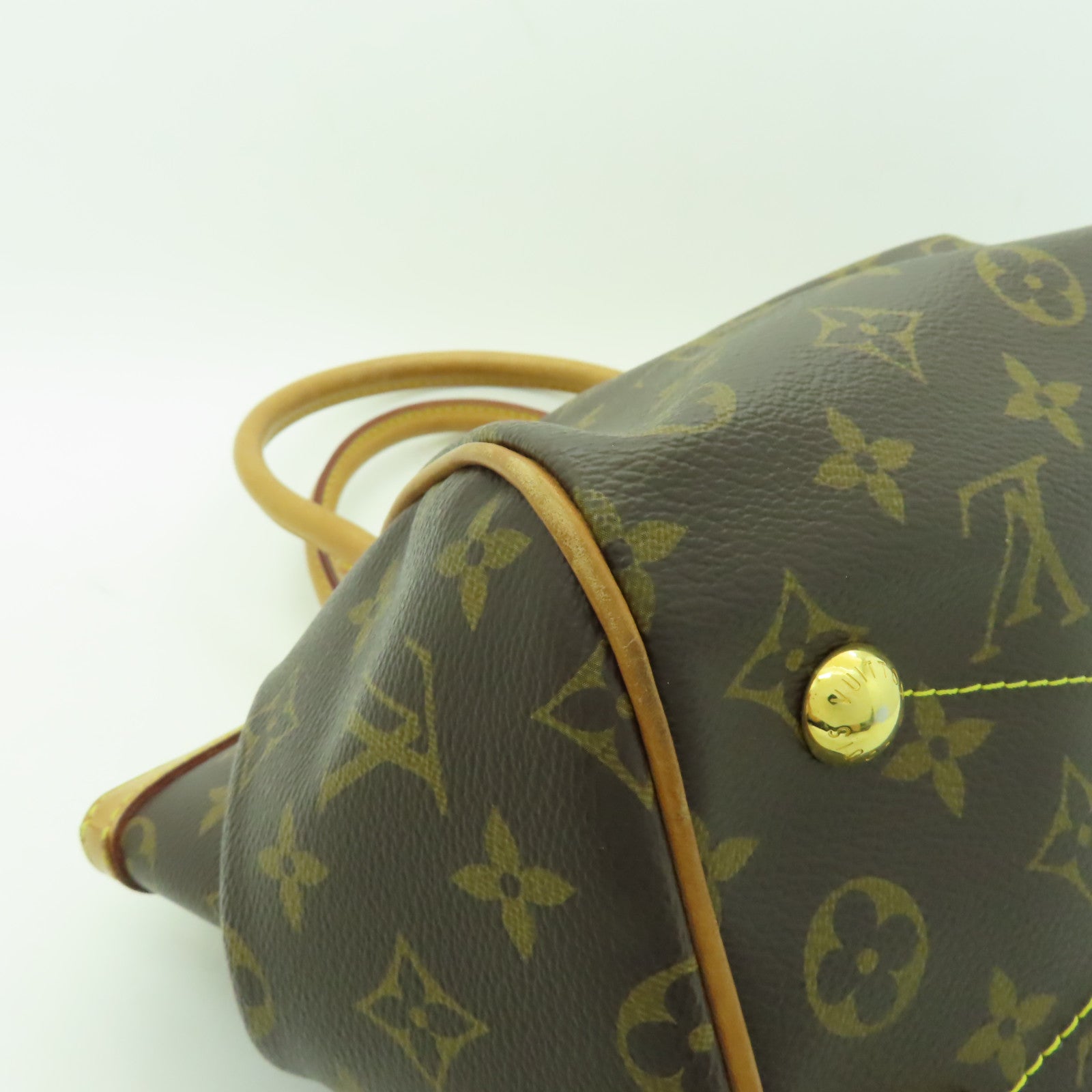 LOUIS VUITTON Monogram Tivoli PM金扣手挽袋棕色