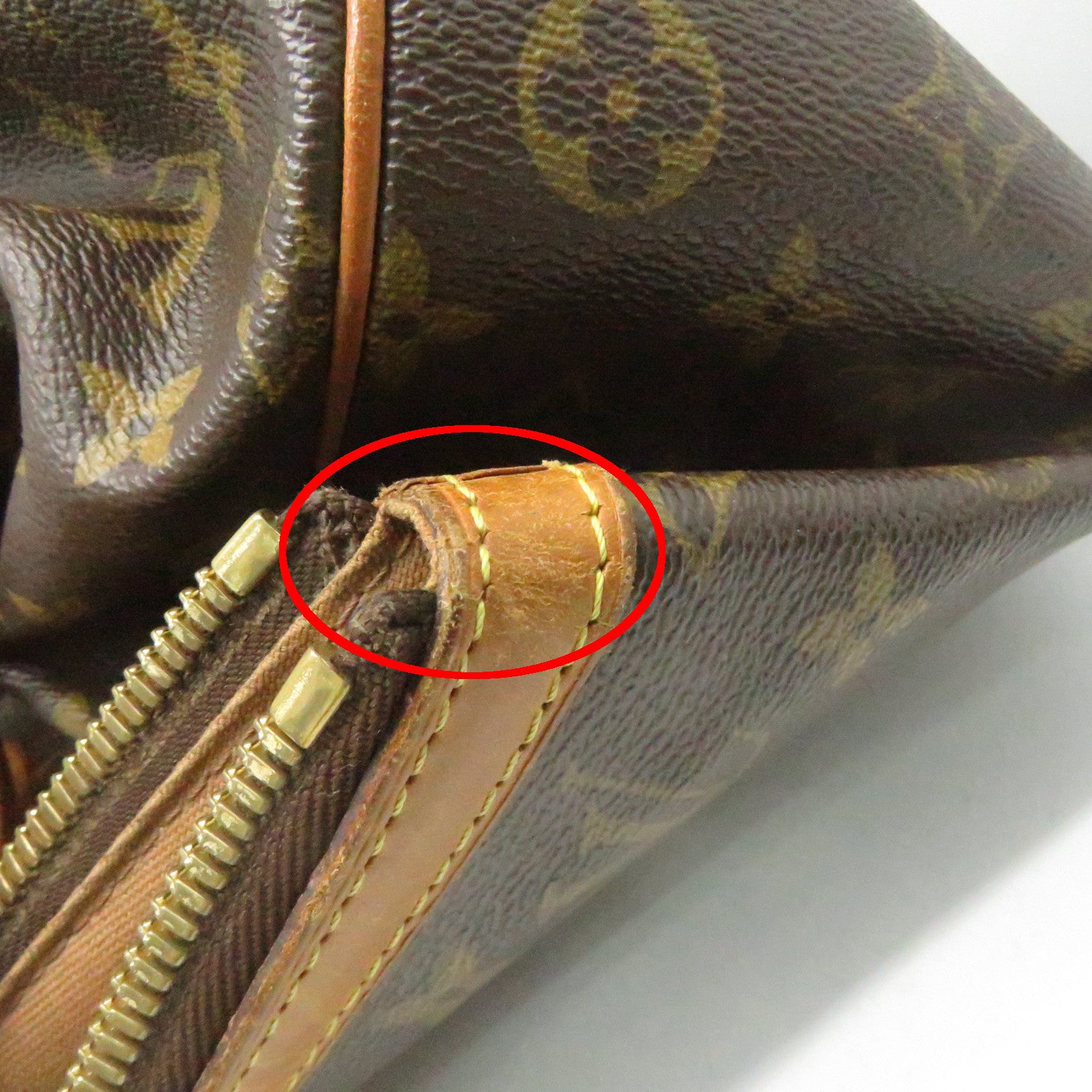 LOUIS VUITTON Monogram Tivoli GM Gold Buckle Handle Bag Brown