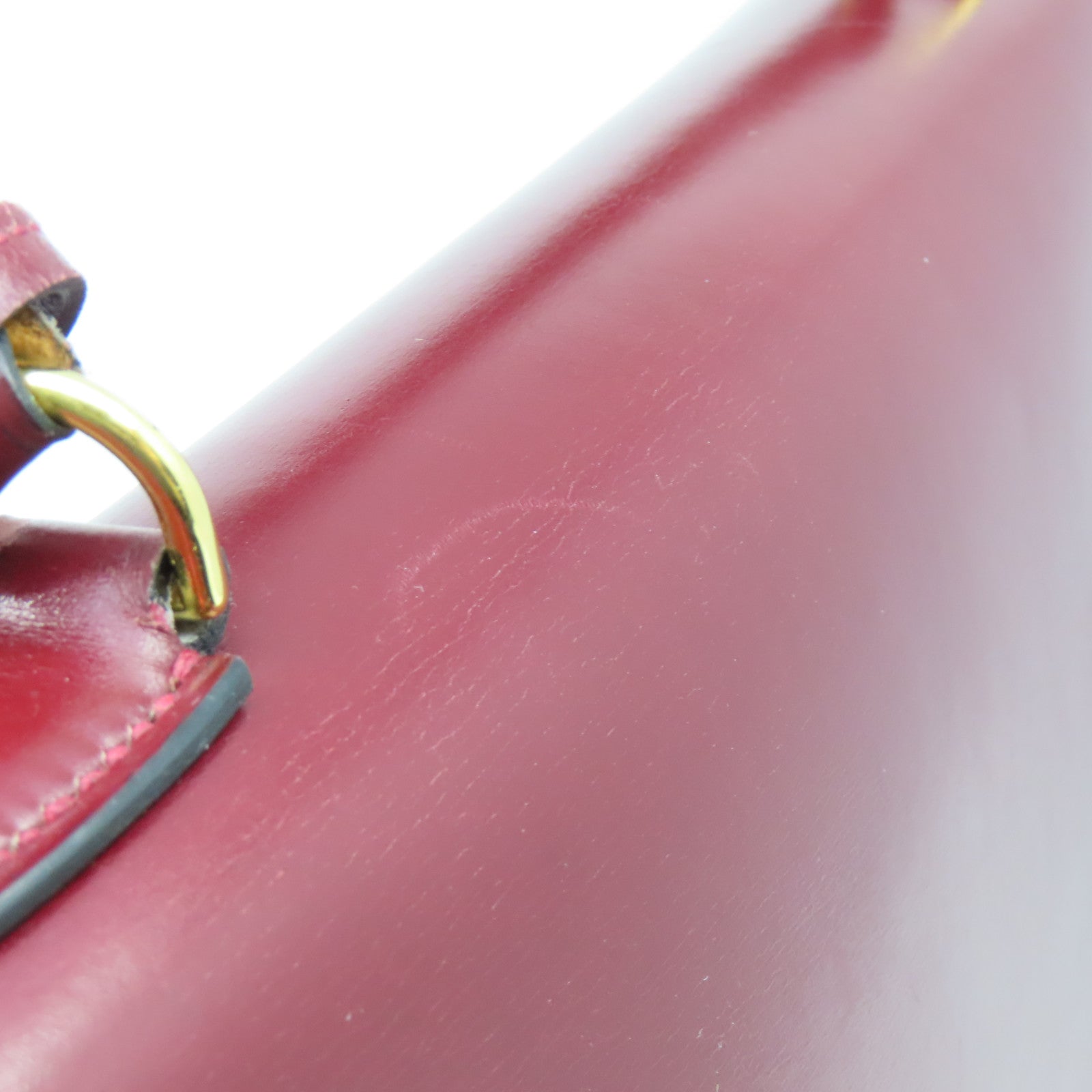 HERMES 皮革Vintage Kelly 32 Hand Bag金扣肩背袋紅色