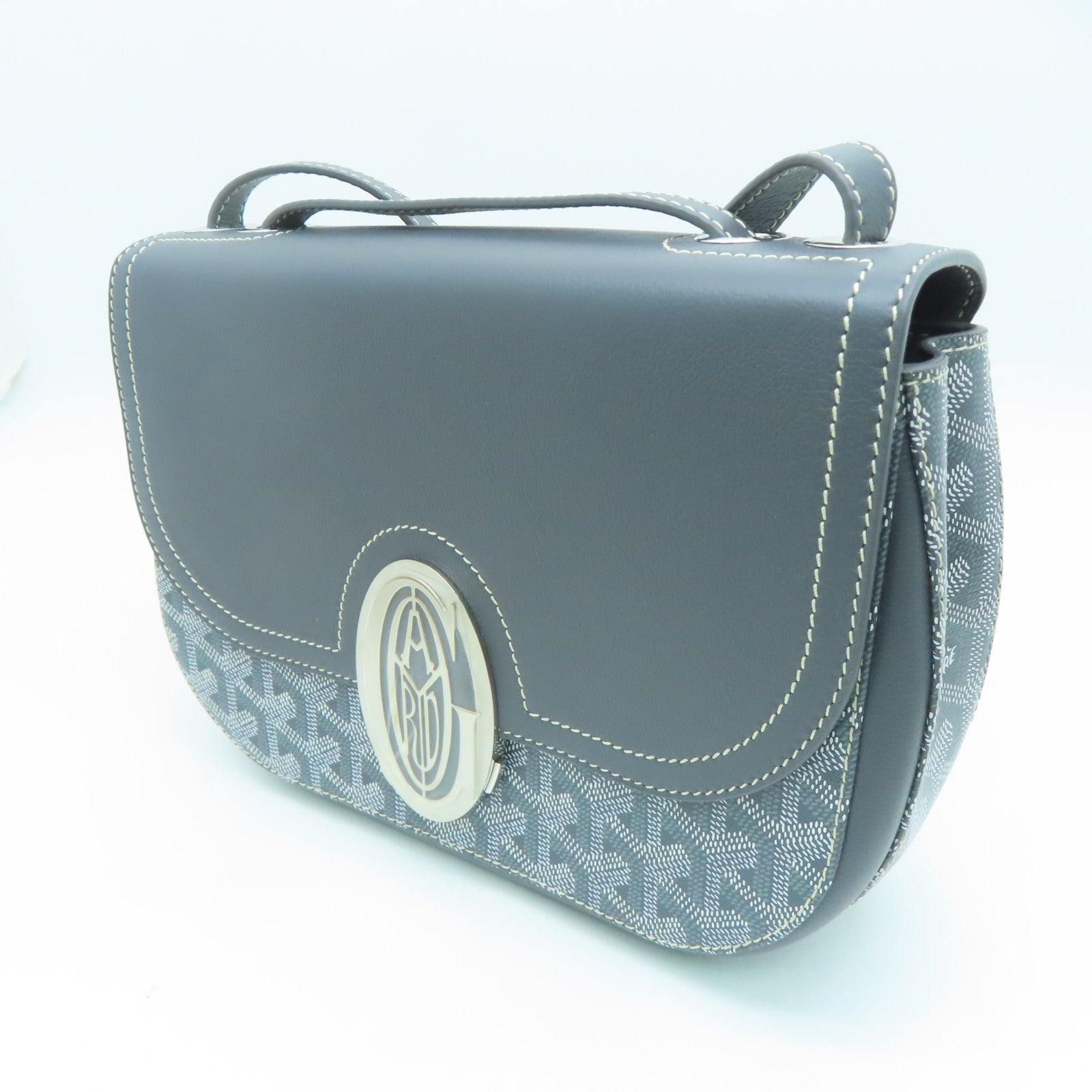 GOYARD 塗層帆布SAC 233 PM銀扣肩背袋灰色