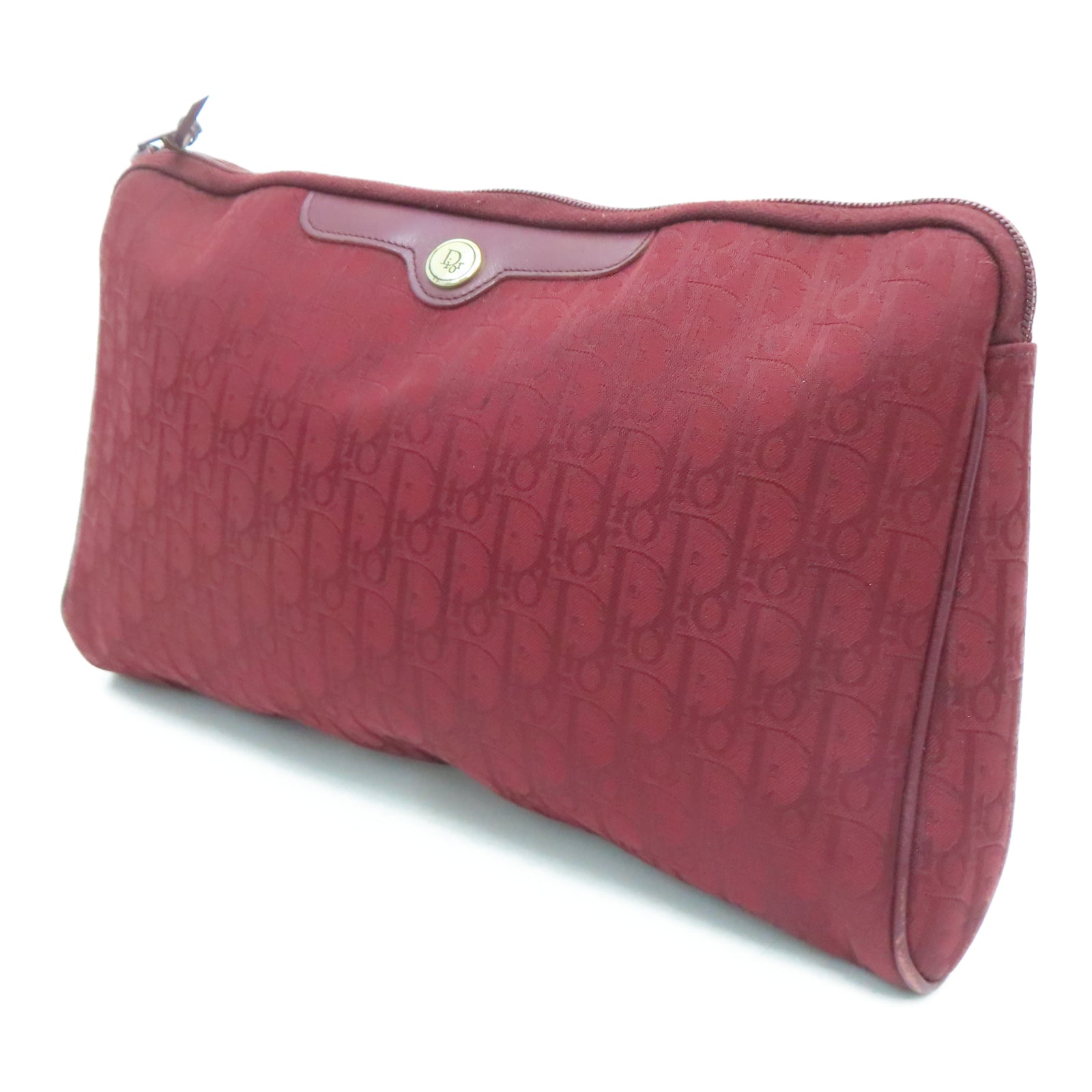 Dior 帆布Vintage Pouch金扣手拿包红色
