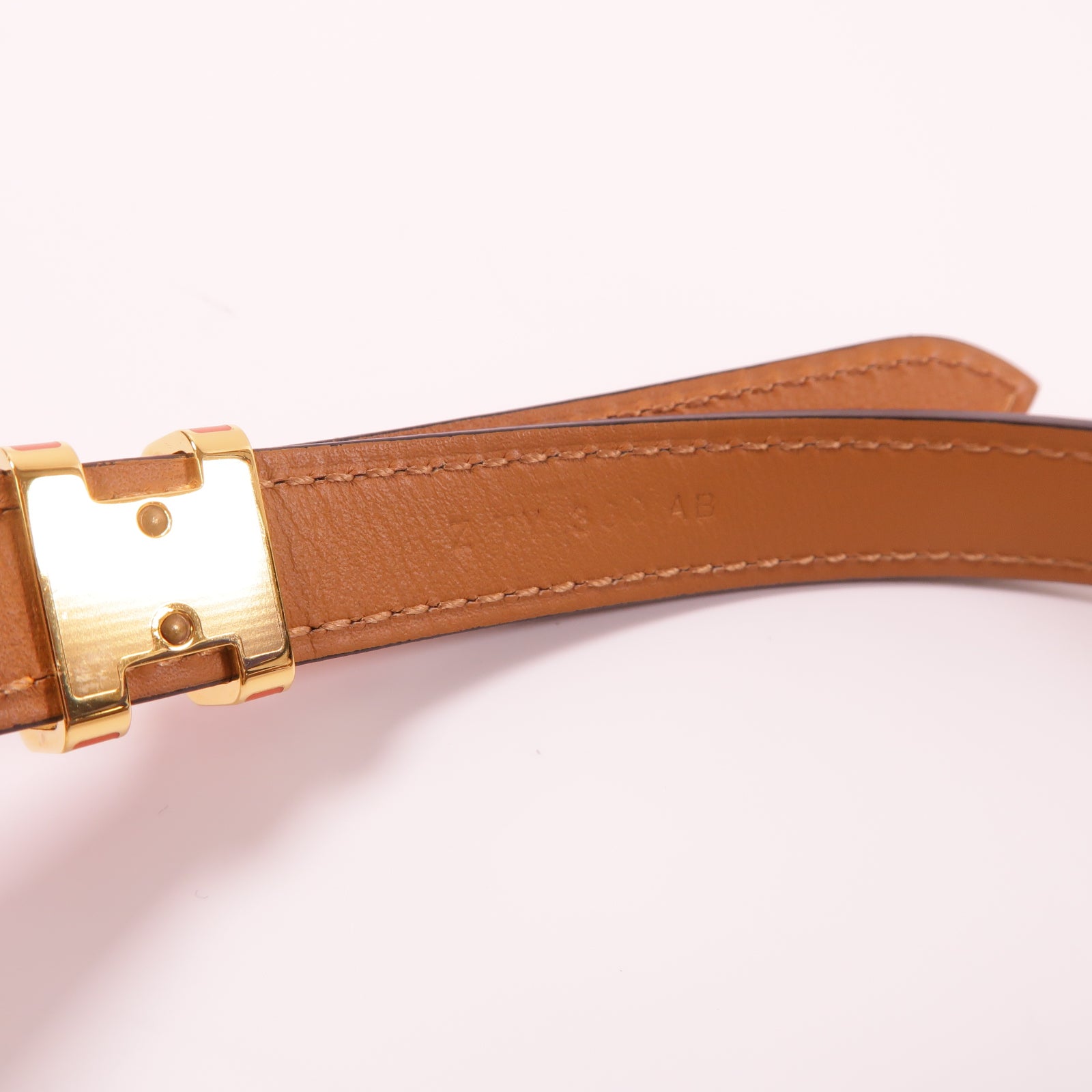 HERMES Epsom皮革Pop H Belt金扣皮帶橙色/紅色