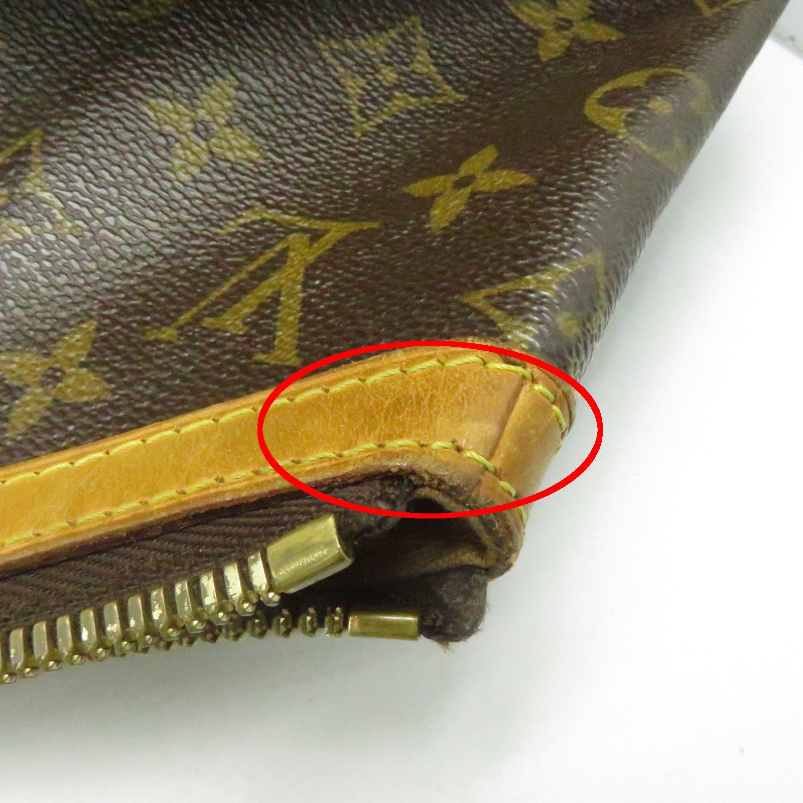 LOUIS VUITTON Monogram Tivoli GM Gold Buckle Handle Bag Brown