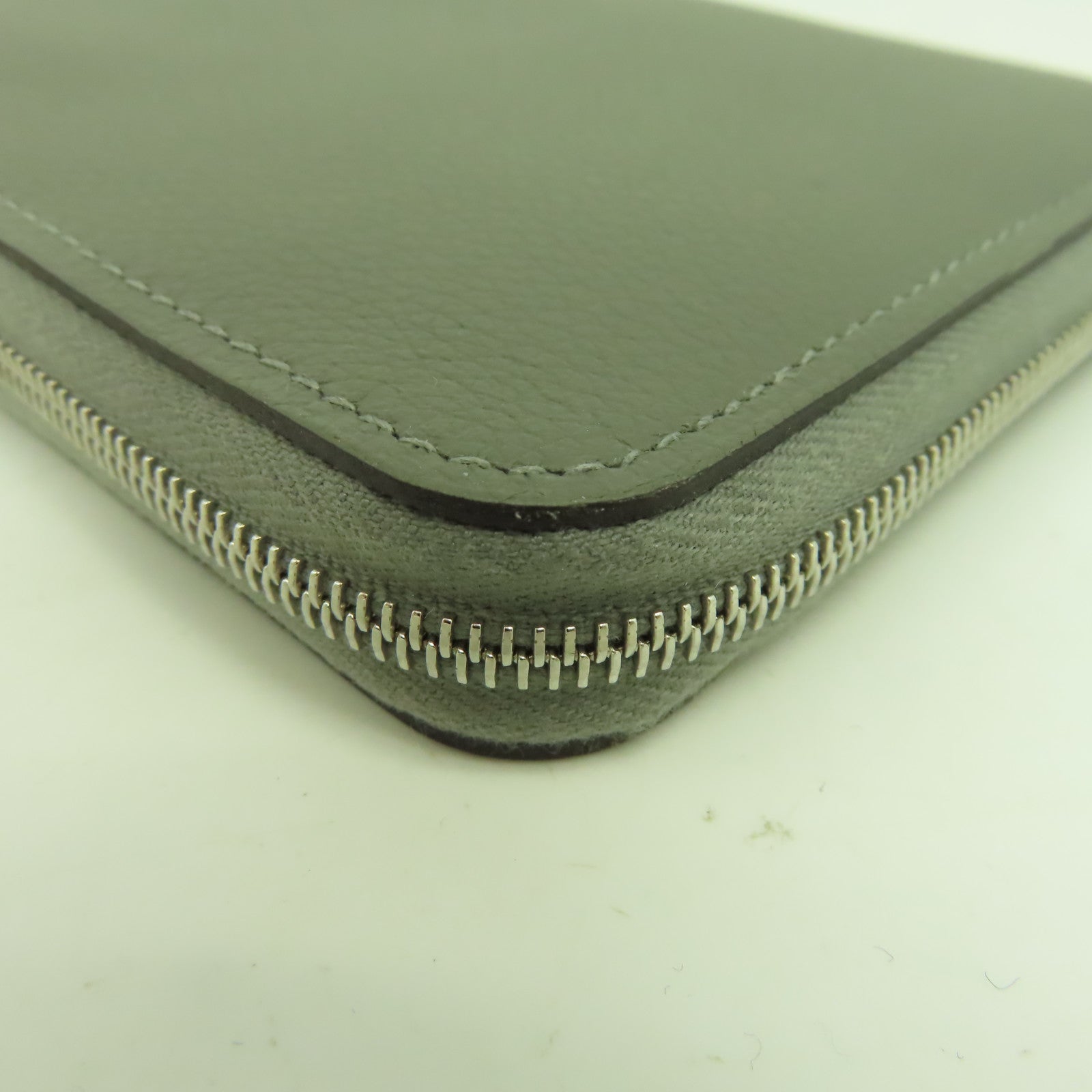 HERMES Evercolor皮革Wallet銀扣錢包鼠尾草色
