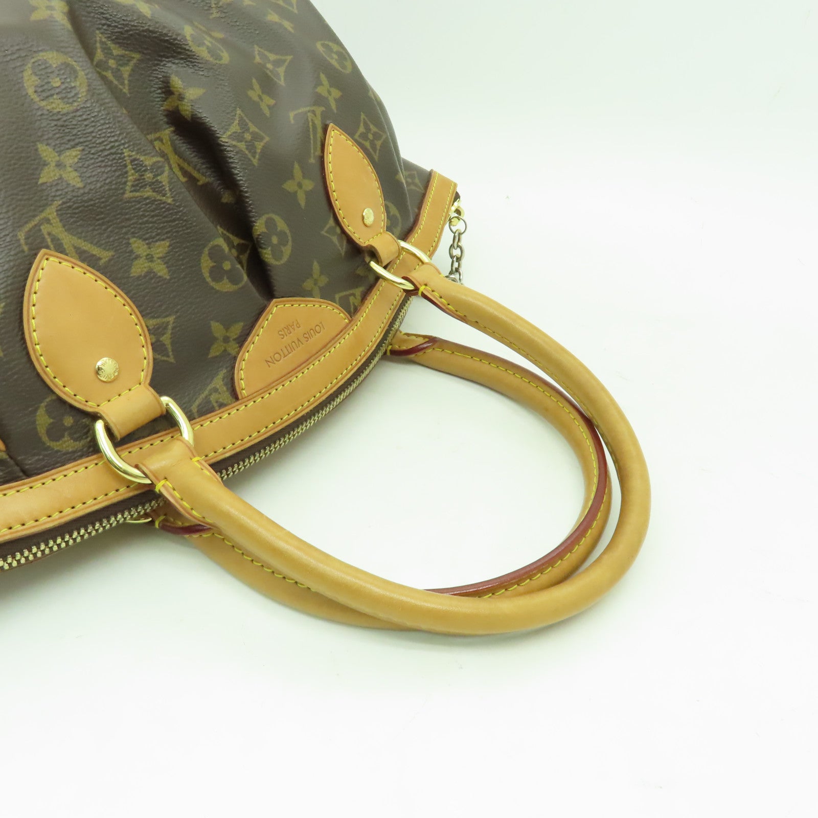 LOUIS VUITTON Monogram Tivoli PM金扣手挽袋棕色