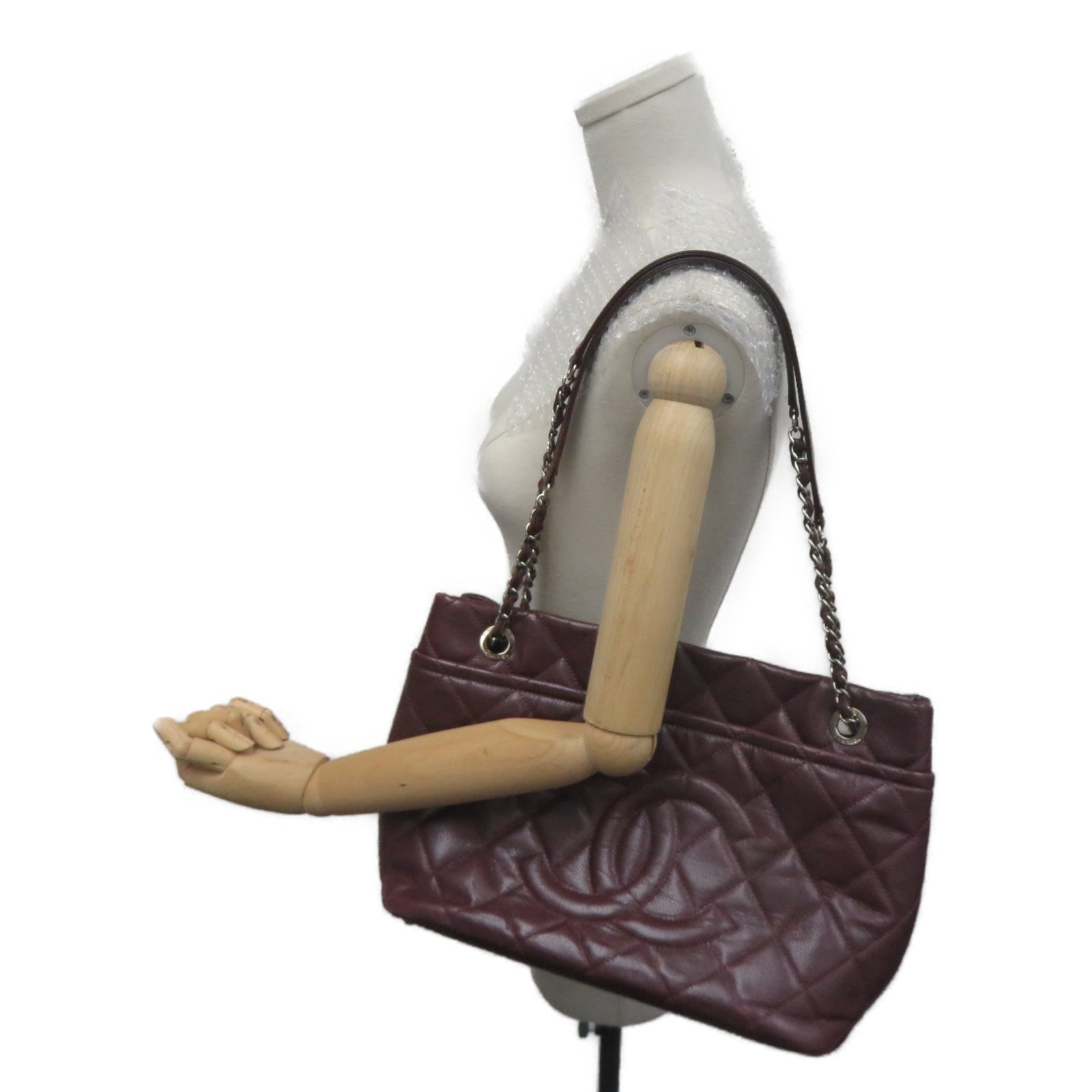 CHANEL 【激減優惠】菱格牛皮皮革Chain Shoulder銀扣鏈帶肩背袋紅色