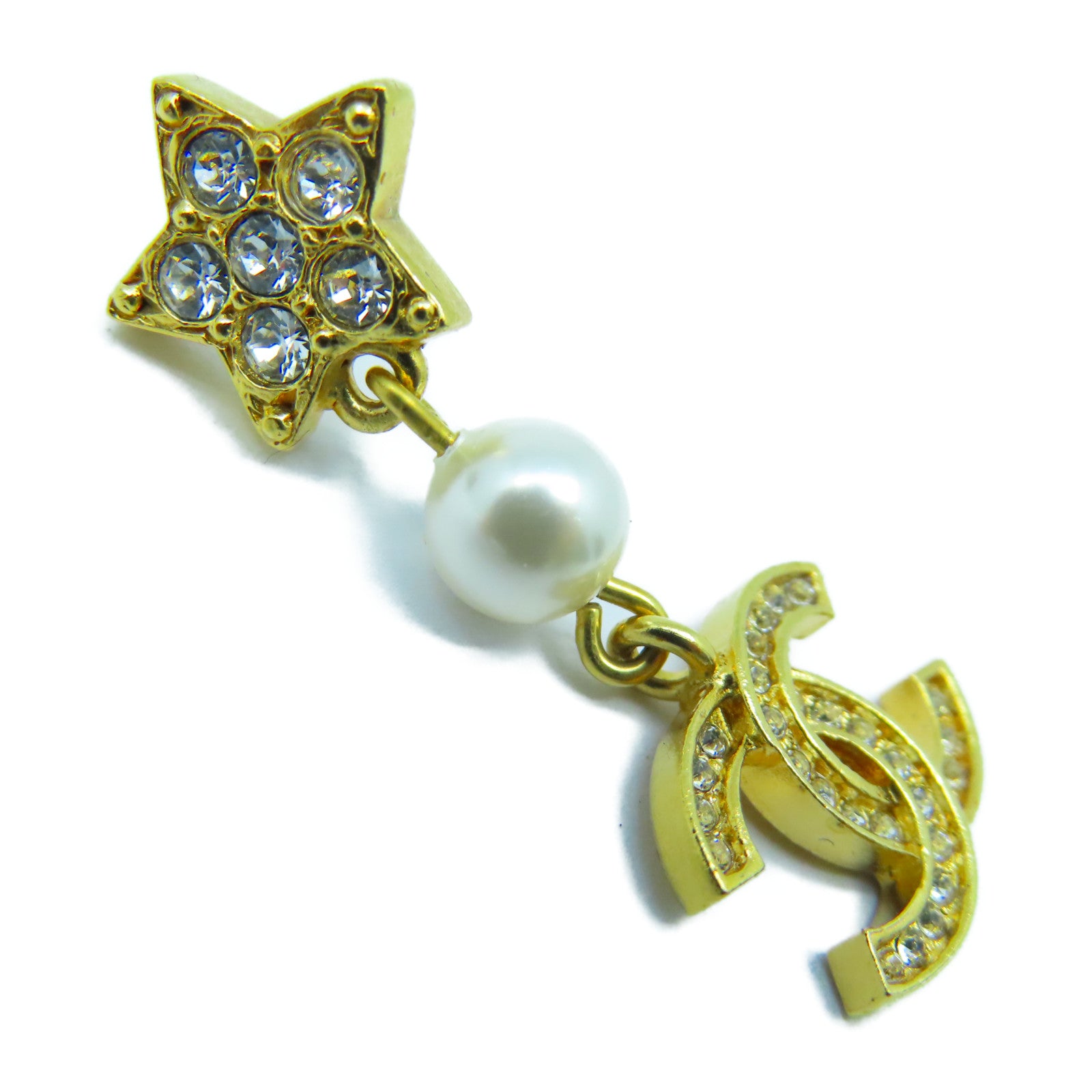 CHANEL 金屬/水晶Earrings耳環金色