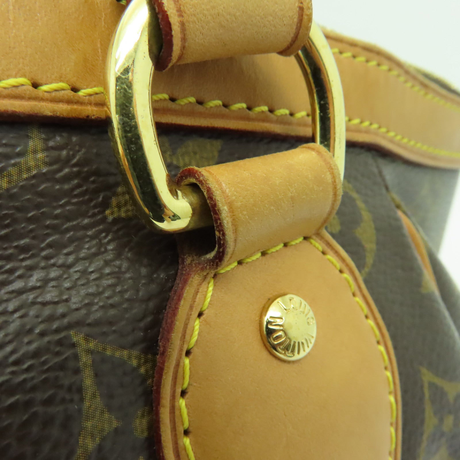 LOUIS VUITTON Monogram Tivoli PM金扣手挽袋棕色