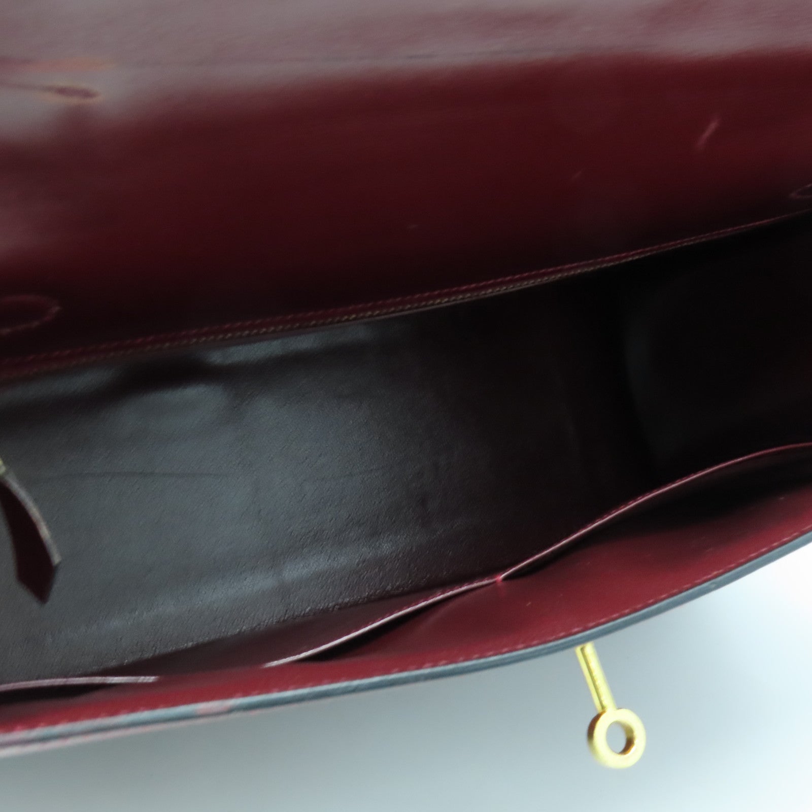 HERMES 皮革Vintage Kelly 32 Hand Bag金扣肩背袋紅色