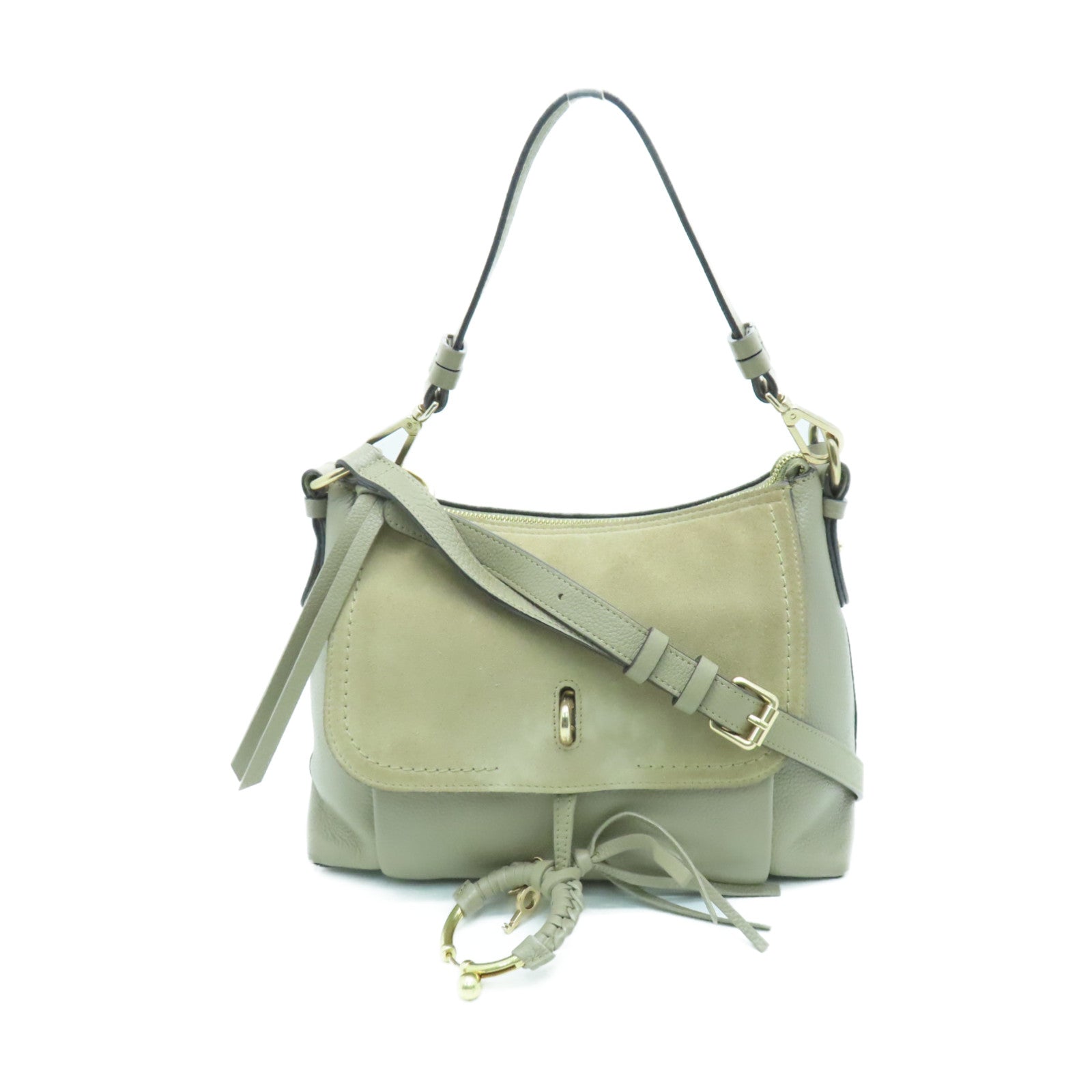SEE BY CHLOE 牛皮皮革2way Shoulder Bag金扣手挽肩背兩用袋米色