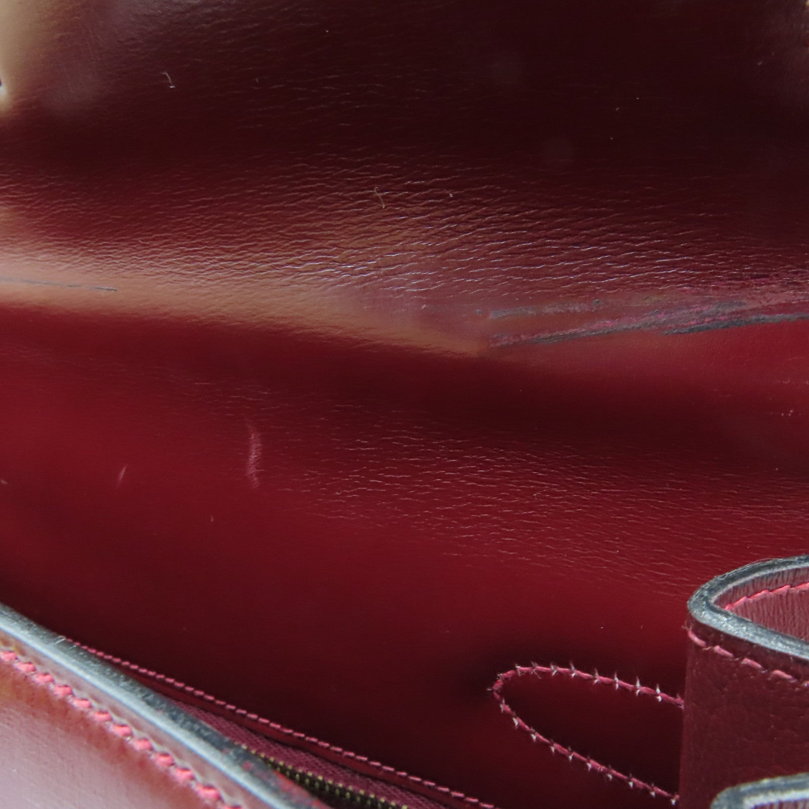 HERMES 皮革Vintage Kelly 32 Hand Bag金扣肩背袋紅色