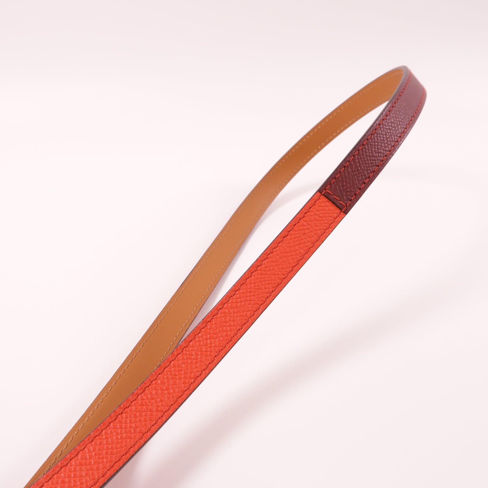 HERMES Epsom皮革Pop H Belt金扣皮帶橙色/紅色