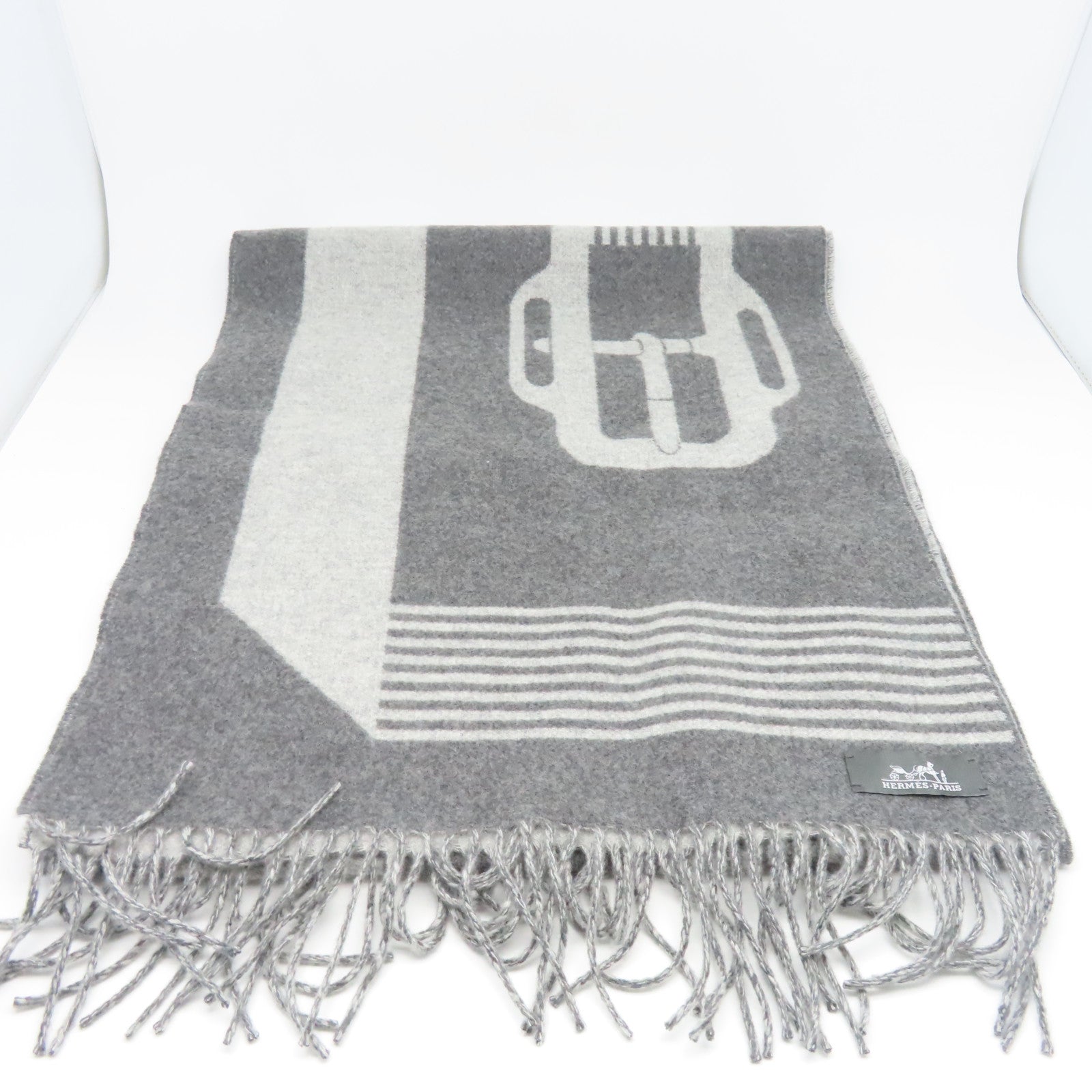 HERMES 【激減優惠】羊絨Scarf圍巾灰色
