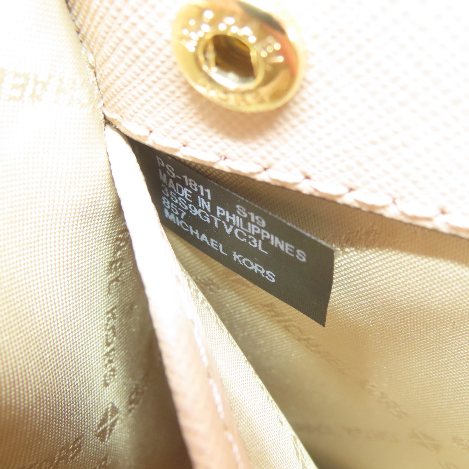 Michael Kors 牛皮皮革Jet Set金扣手挽肩背兩用袋淺粉紅色