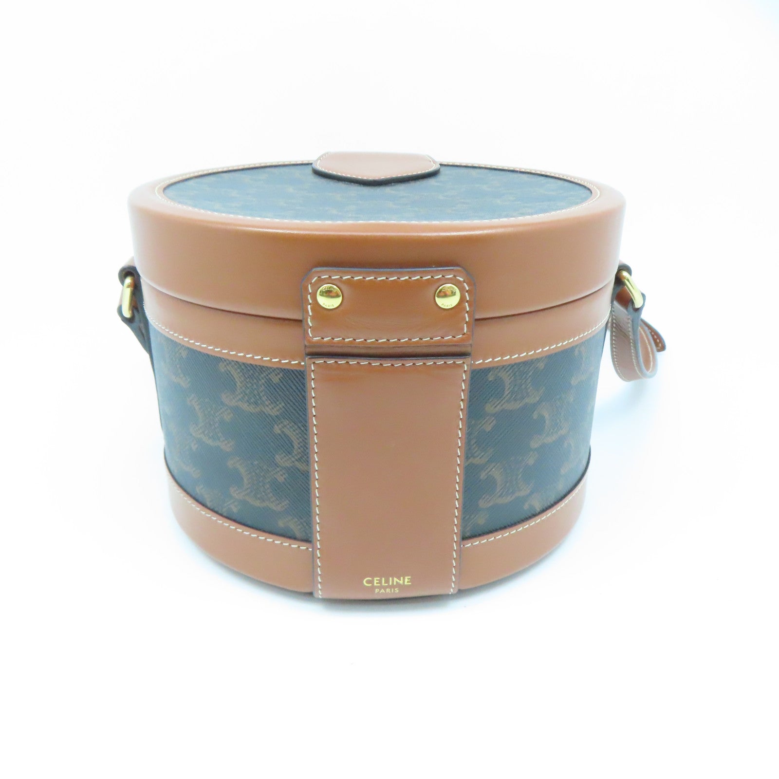 CELINE 涂层帆布Shoulder Bag金扣肩背袋啡色