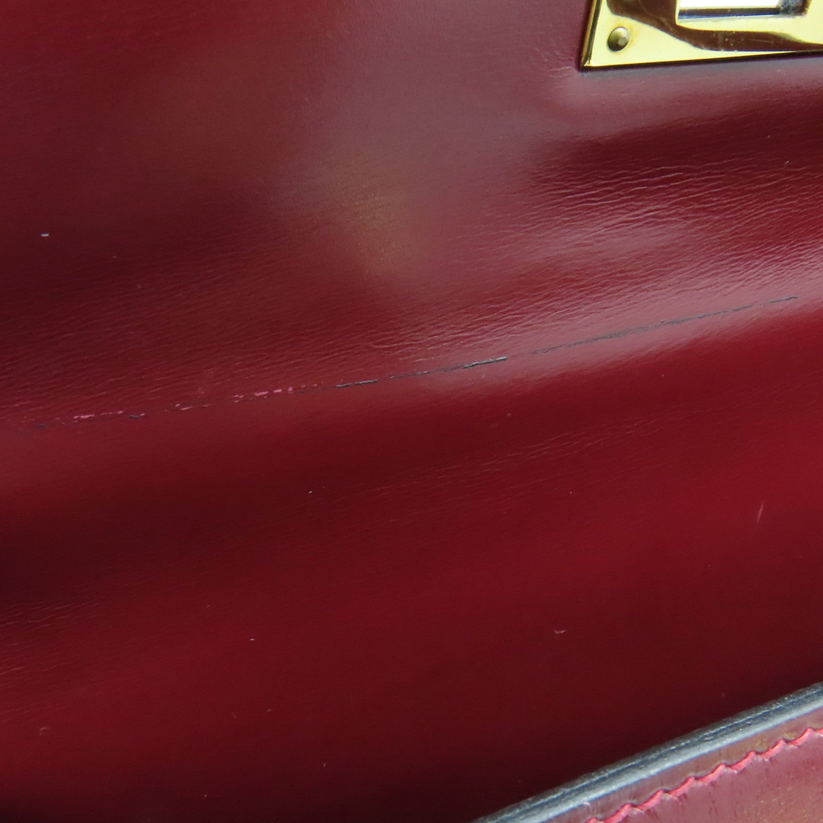 HERMES 皮革Vintage Kelly 32 Hand Bag金扣肩背袋紅色