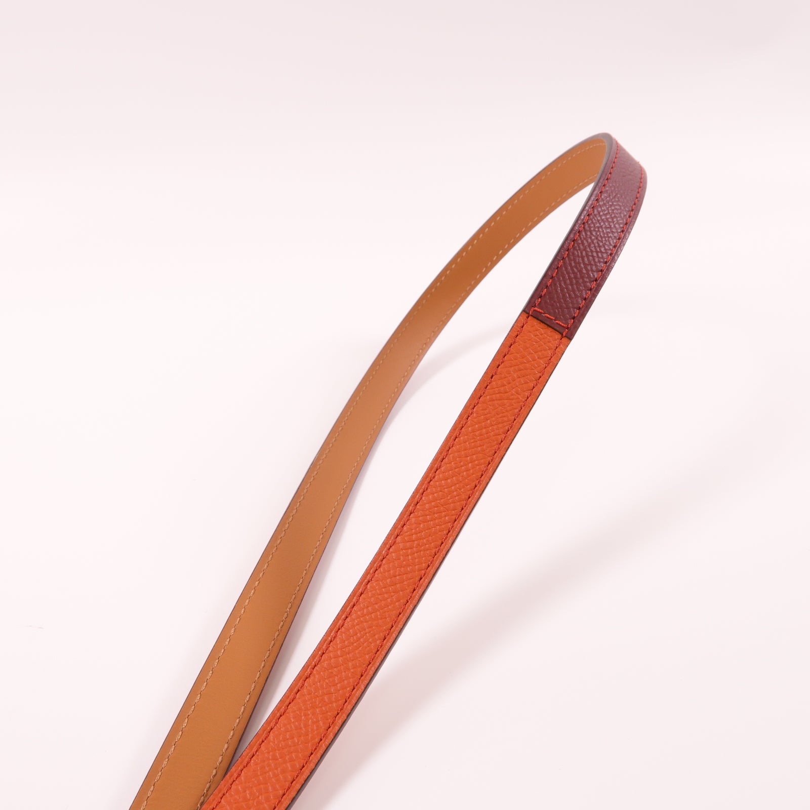 HERMES Epsom皮革Pop H Belt金扣皮帶橙色/紅色