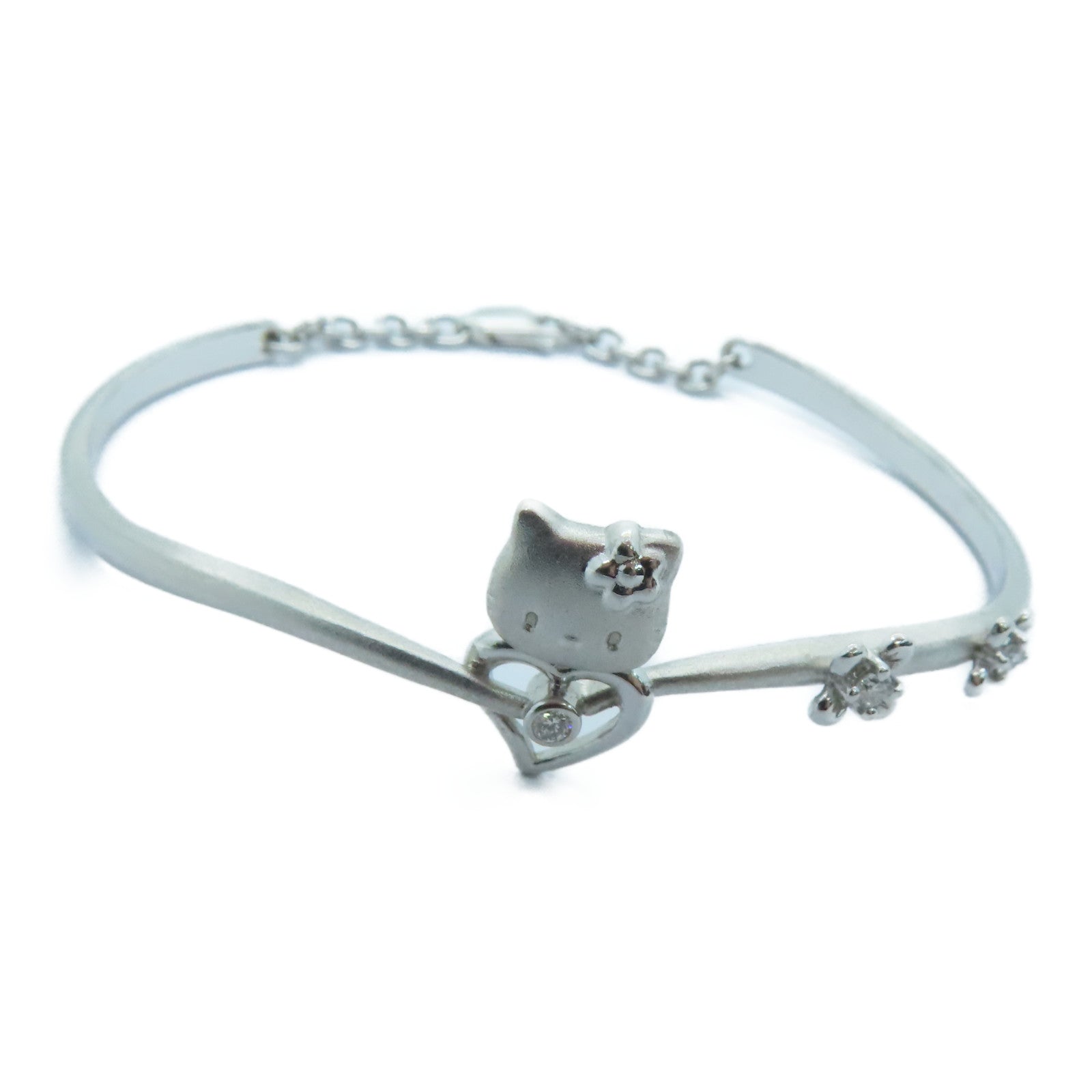 JEWELRY 18K White Gold Diamond Bangle Bracelet Silver