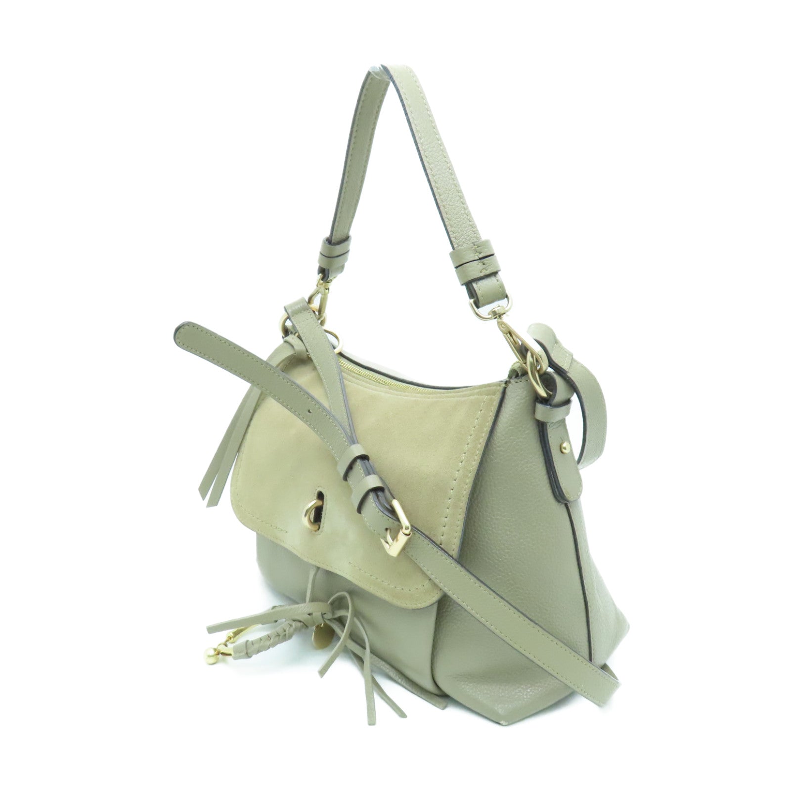SEE BY CHLOE 牛皮皮革2way Shoulder Bag金扣手挽肩背兩用袋米色