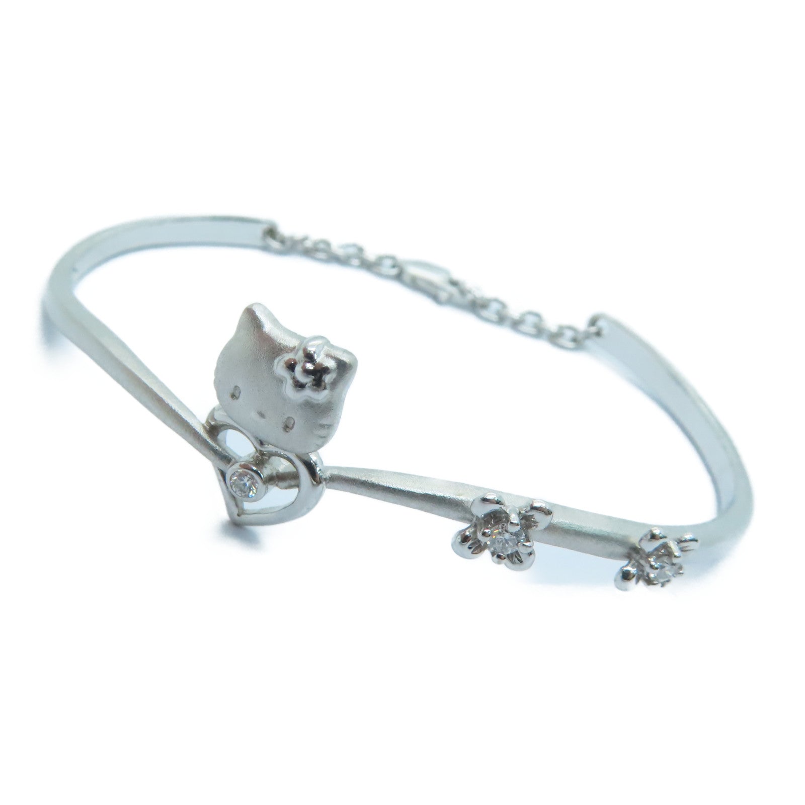 JEWELRY 18K White Gold Diamond Bangle Bracelet Silver