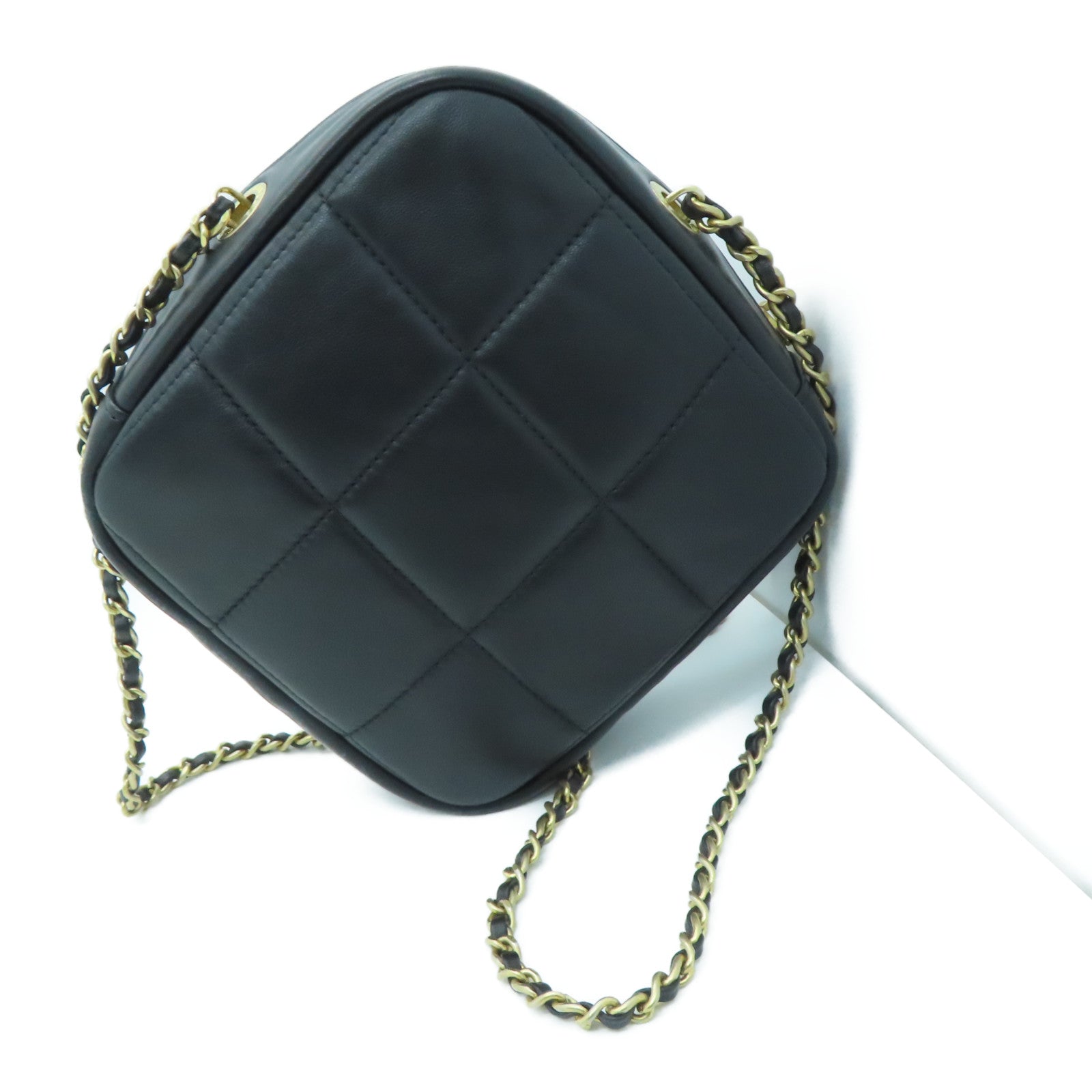 CHANEL 【激减优惠】菱格羊皮皮革Chain Shoulder Bag金扣链带肩背袋黑色