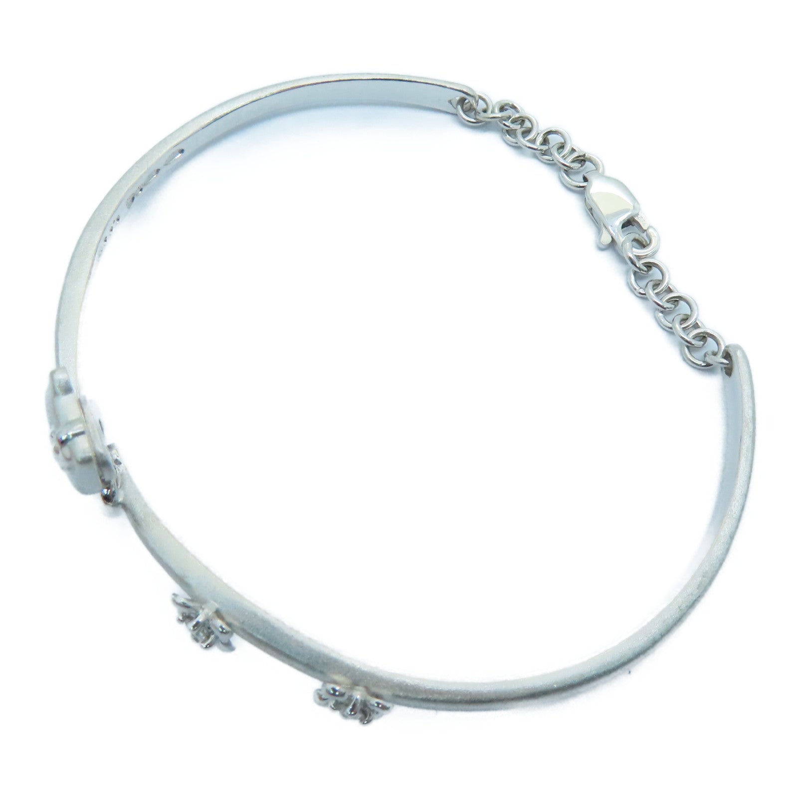JEWELRY 18K White Gold Diamond Bangle Bracelet Silver