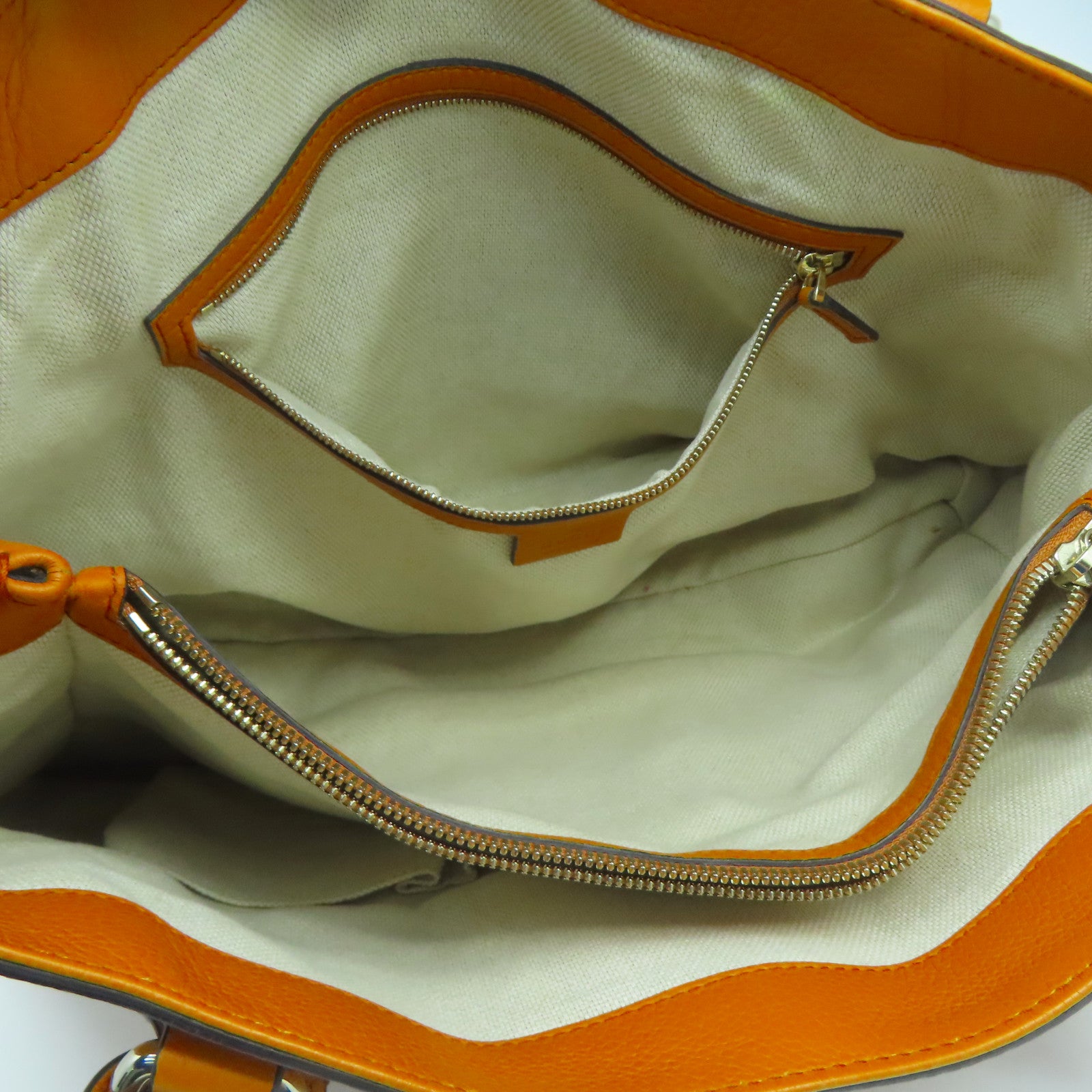 GUCCI 牛皮皮革Tote Bag金扣肩背袋橙色