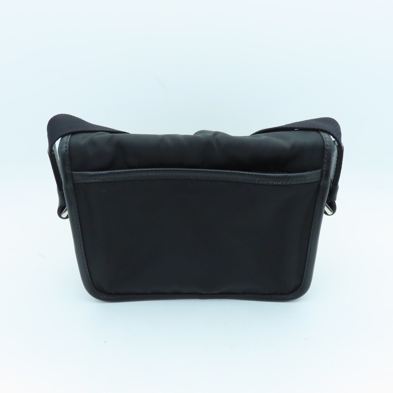 PRADA Nylon Shoulder Bag Silver Buckle Shoulder Bag Black