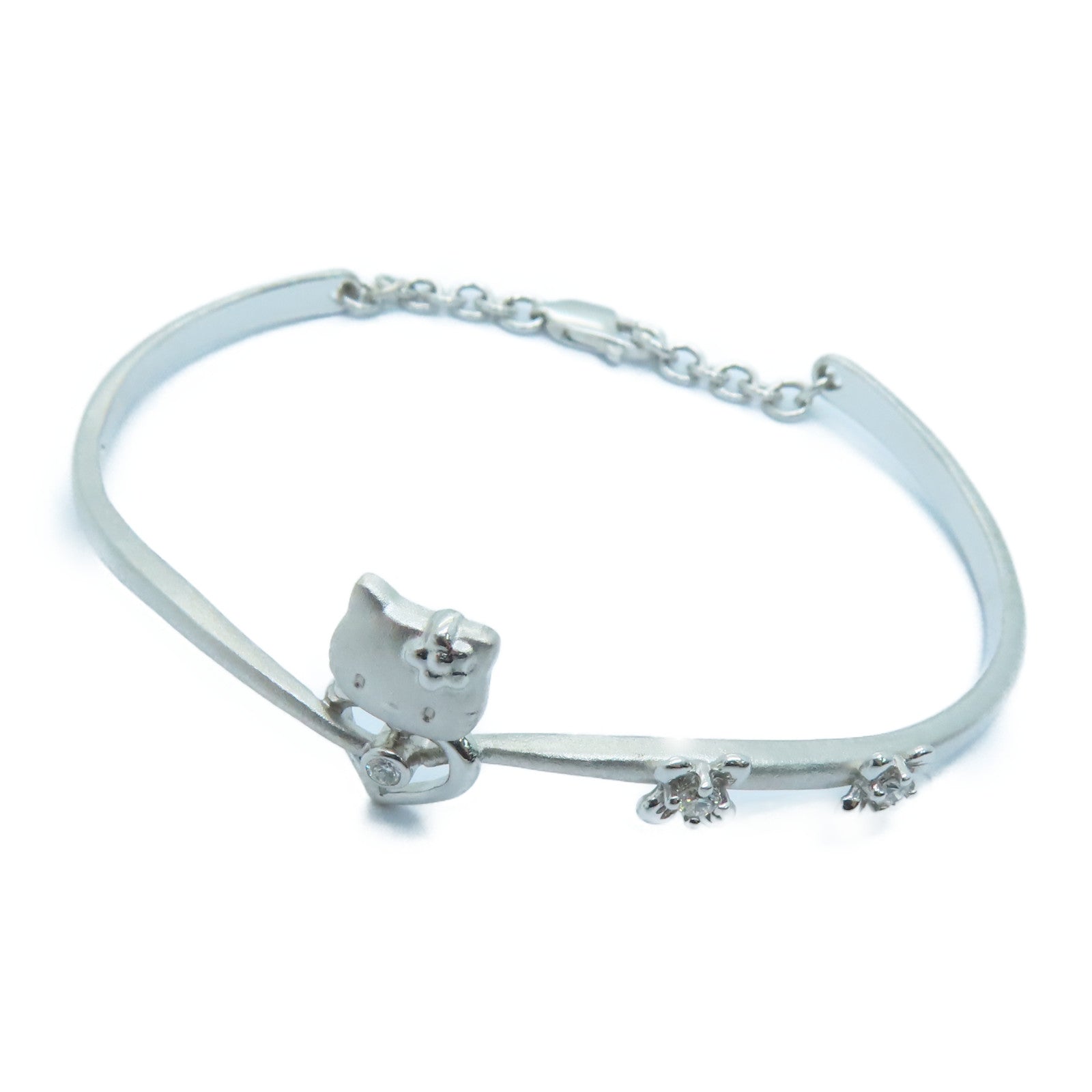 JEWELRY 18K White Gold Diamond Bangle Bracelet Silver
