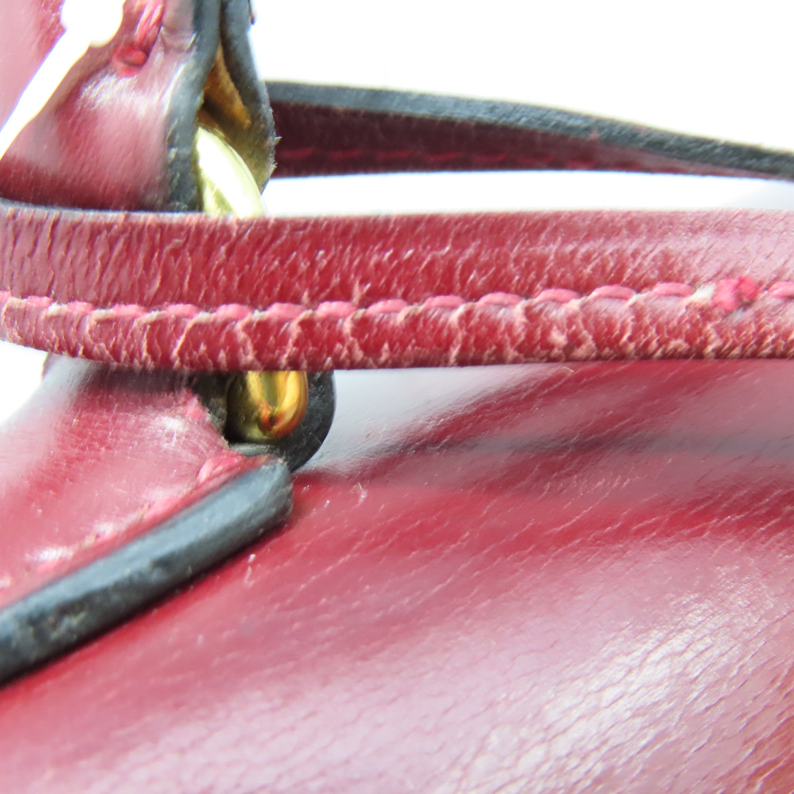 HERMES 皮革Vintage Kelly 32 Hand Bag金扣肩背袋紅色