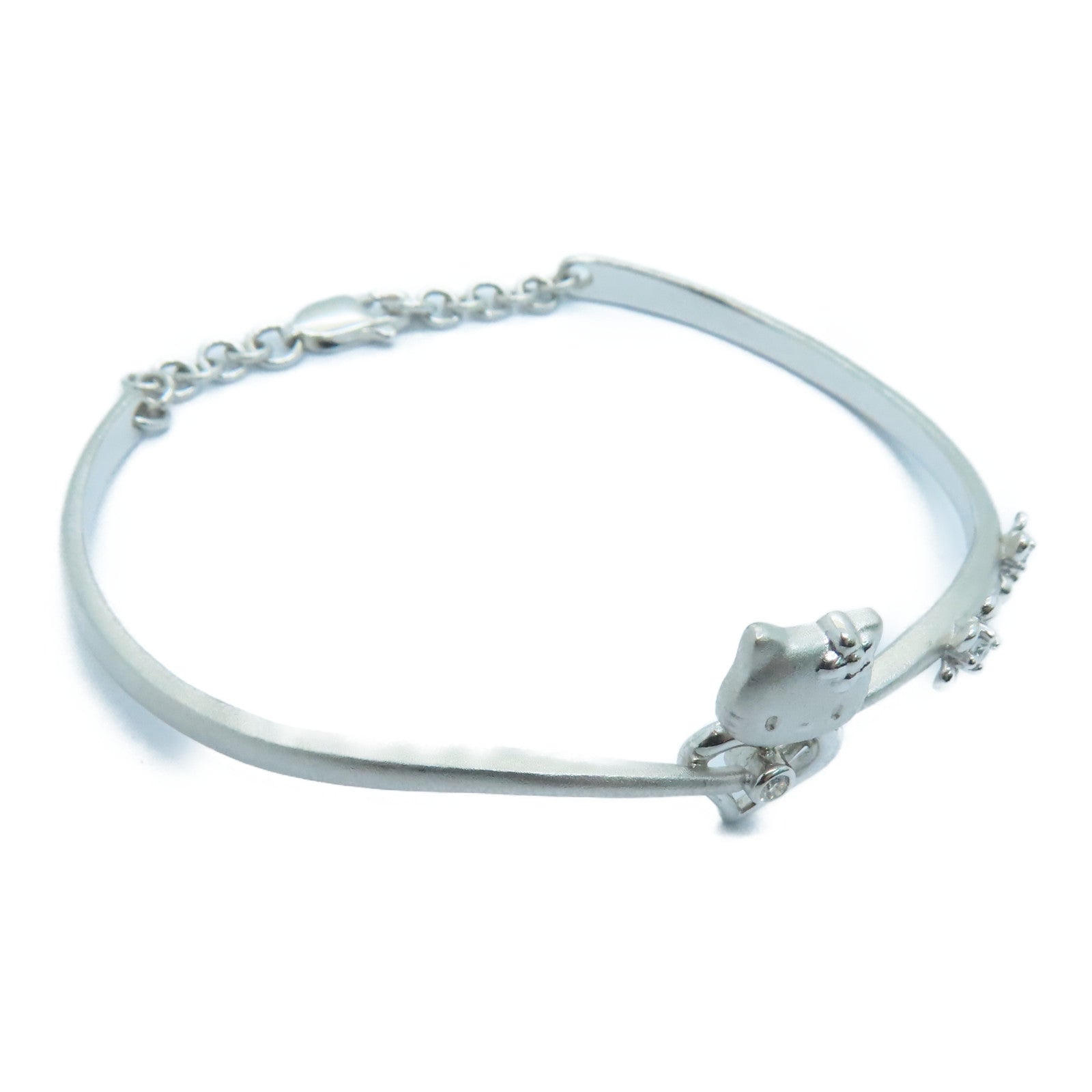 JEWELRY 18K White Gold Diamond Bangle Bracelet Silver