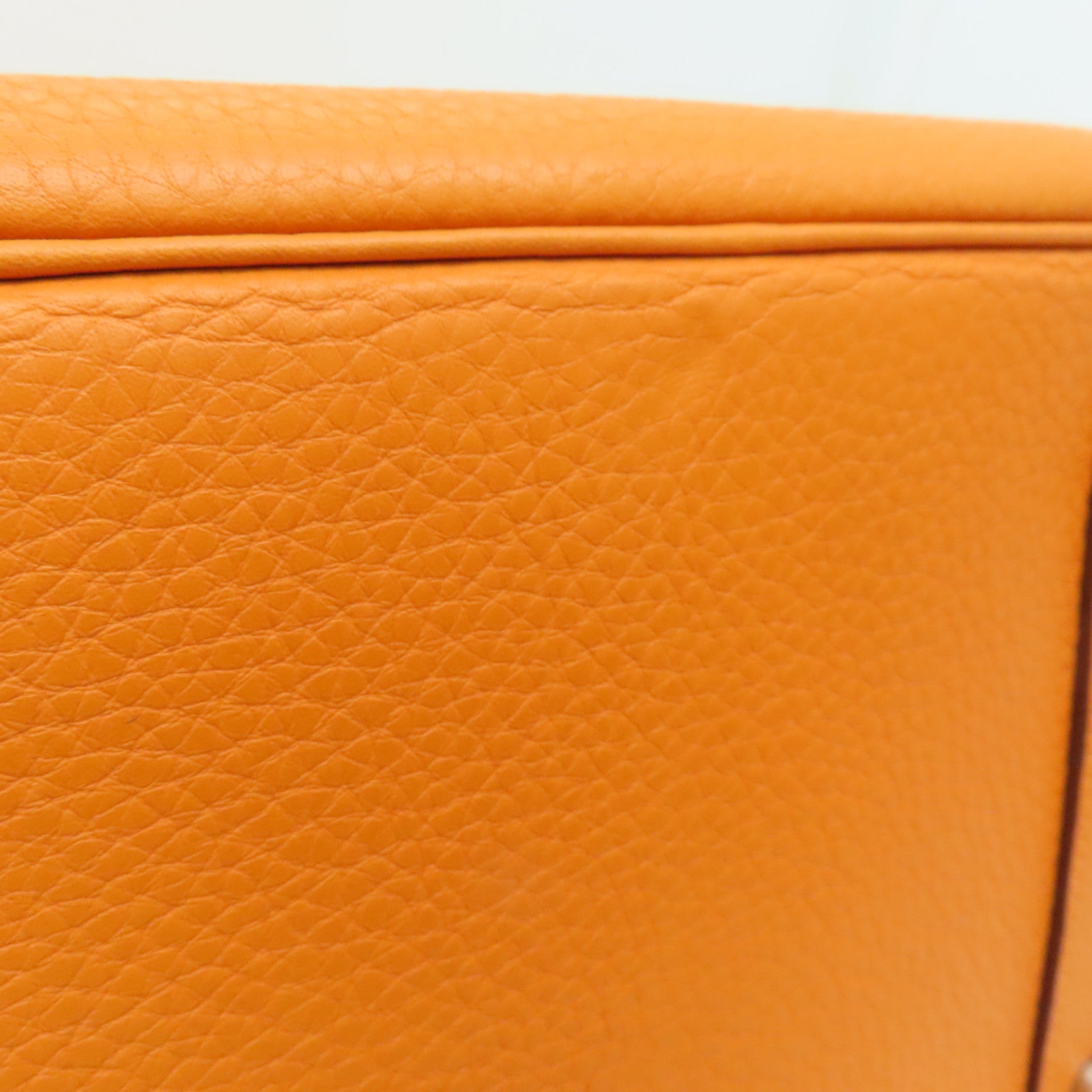 HERMES Clemence皮革Shoulder Birkin銀扣手挽袋/肩背袋橙色