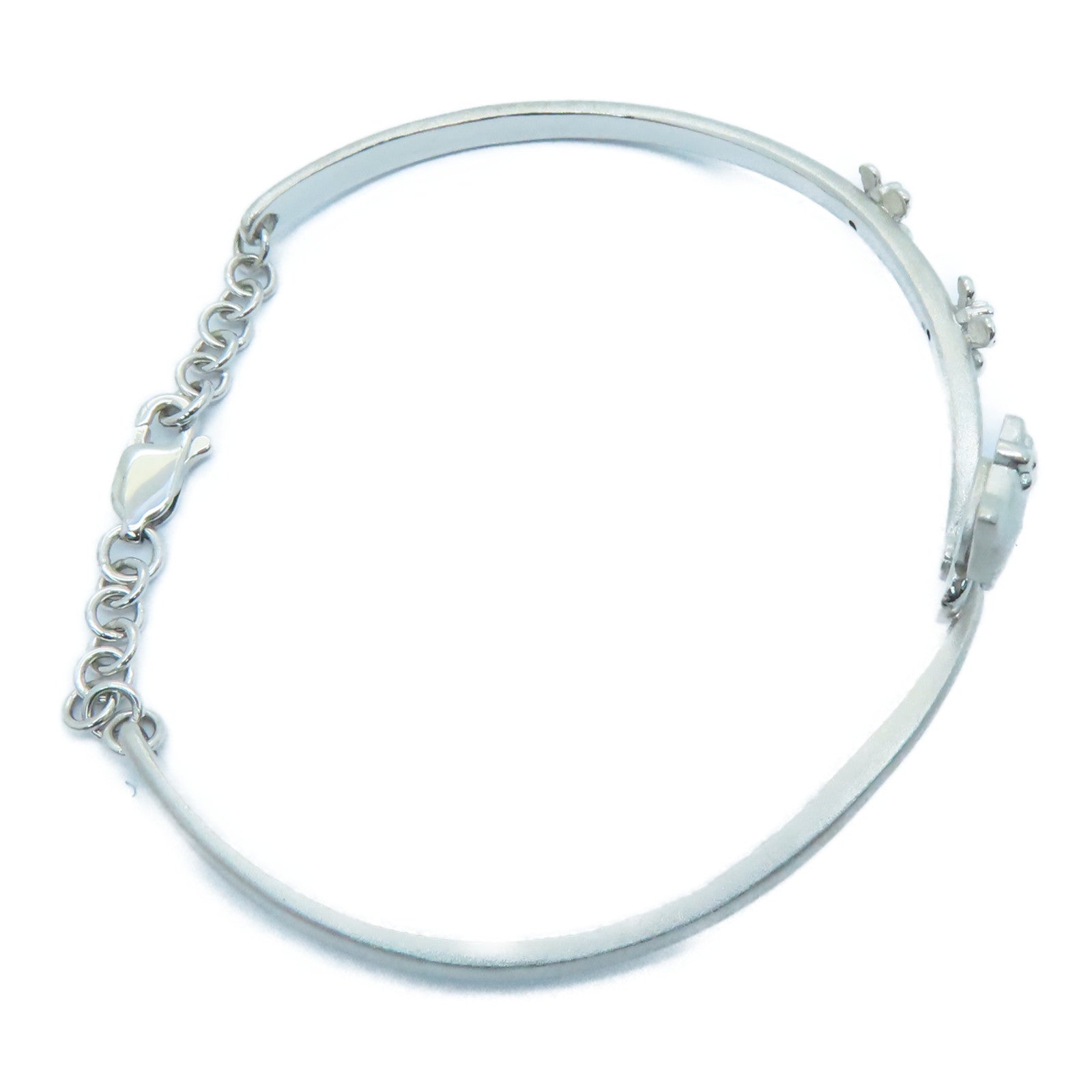 JEWELRY 18K White Gold Diamond Bangle Bracelet Silver