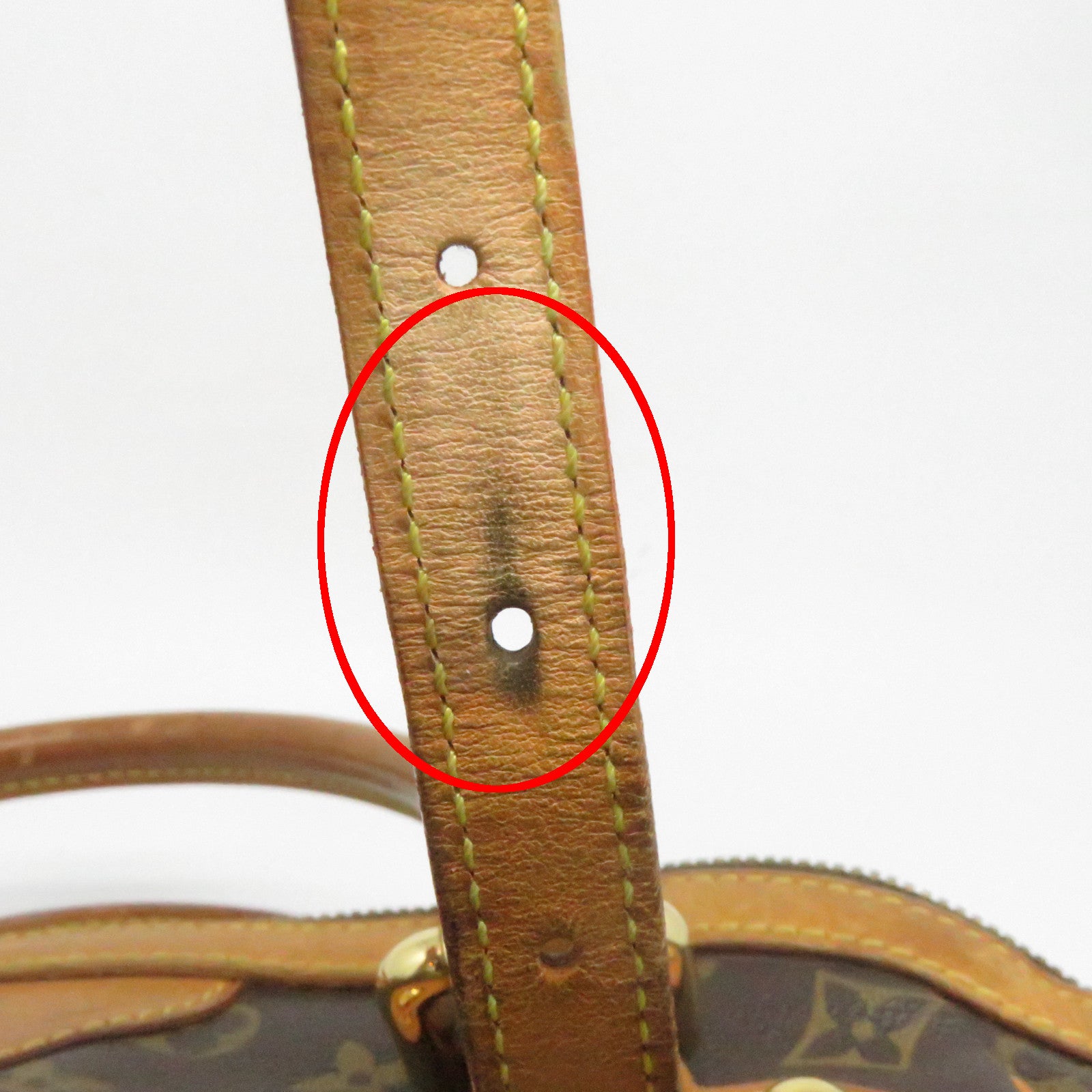 LOUIS VUITTON Monogram Tivoli GM Gold Buckle Handle Bag Brown