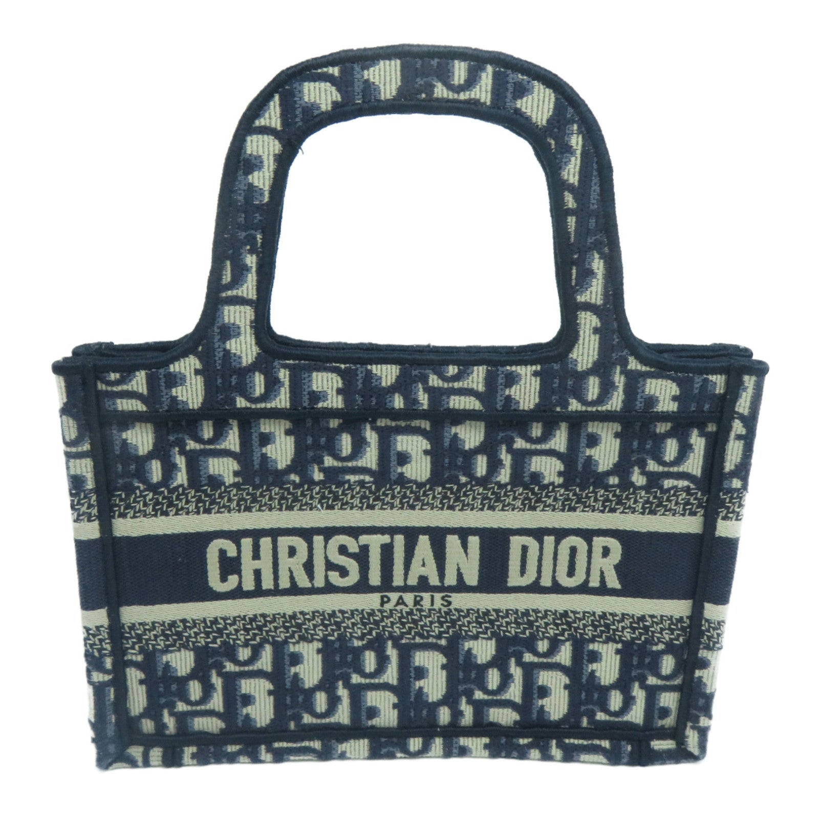 Dior 帆布/Oblique Embroidery Book Tote Mini手挽袋藍色
