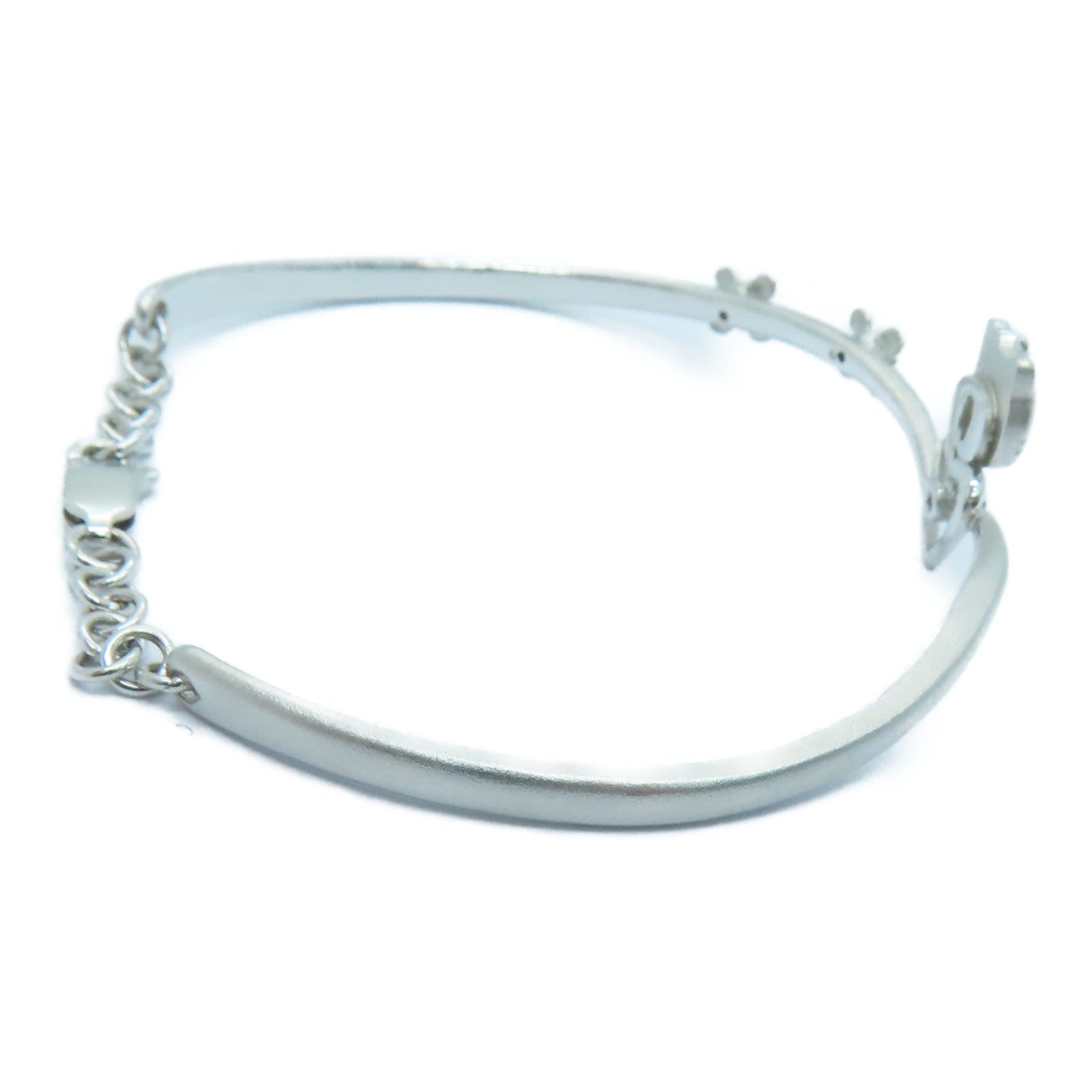JEWELRY 18K White Gold Diamond Bangle Bracelet Silver